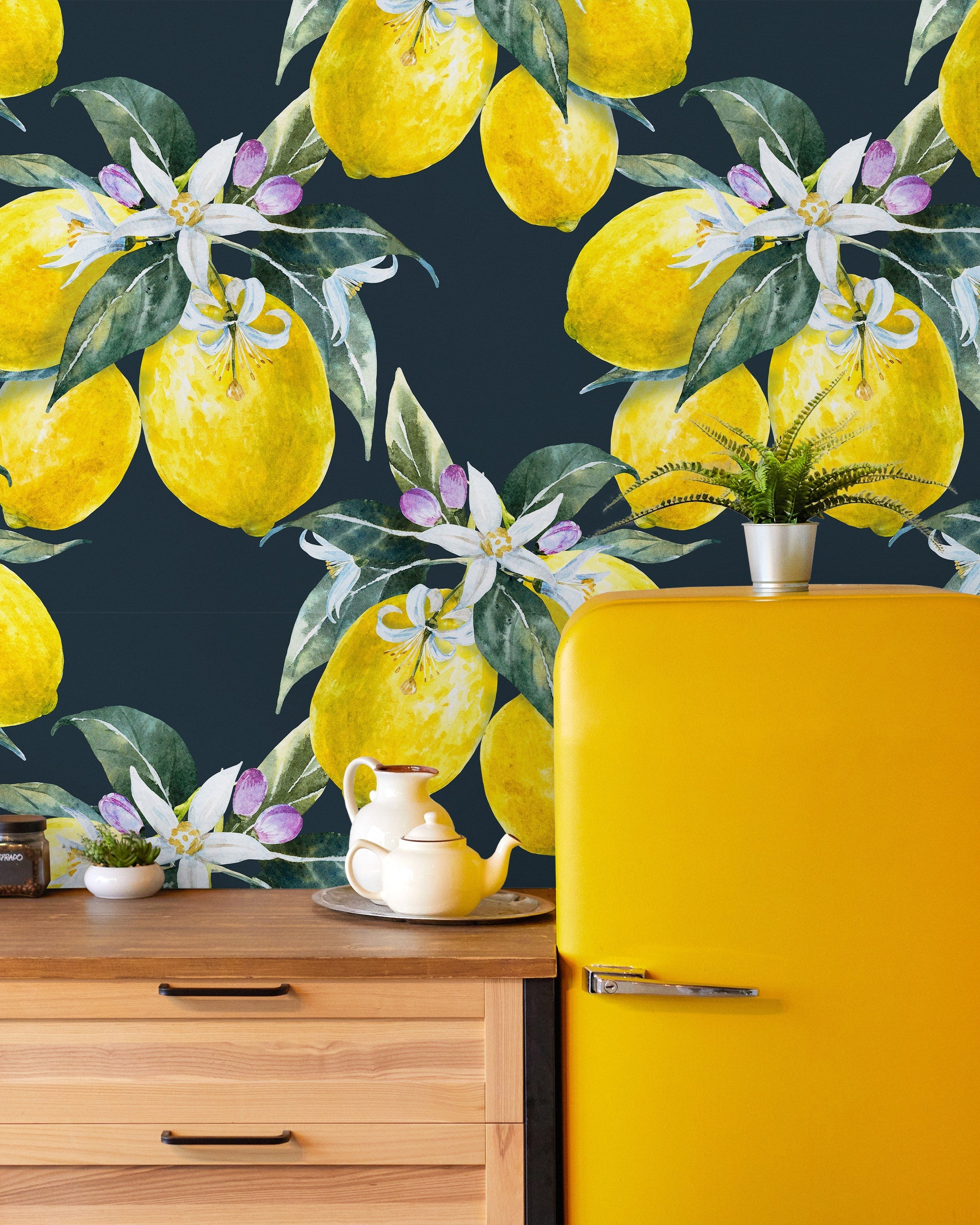 Lemon Tree Peel and Stick Wallpaper, Removable Wallpaper, Traditional Wallpaper | DeccoPrint