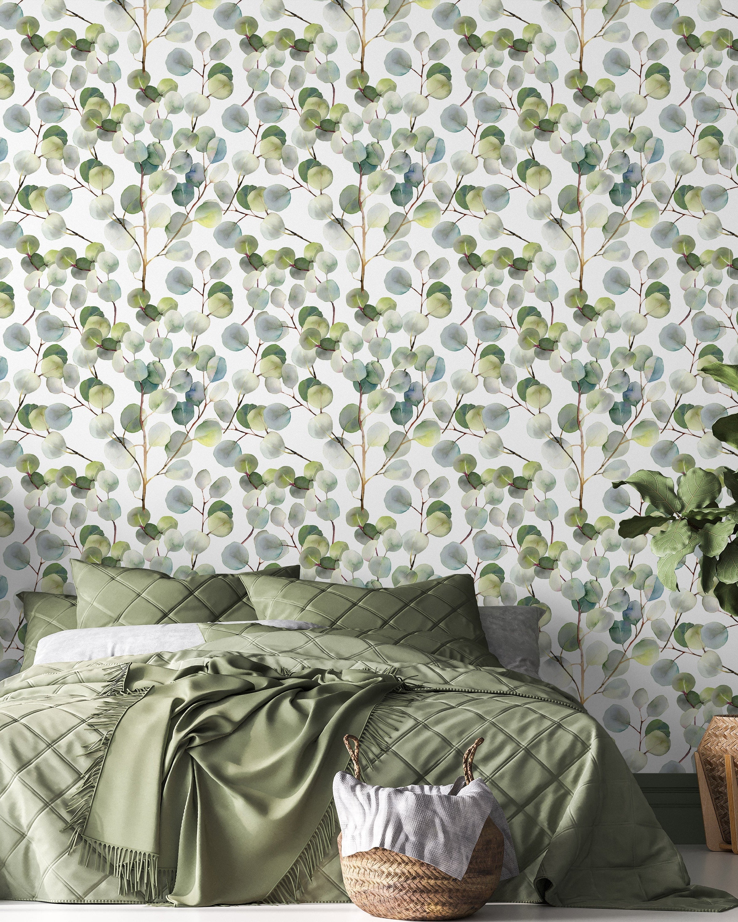 Fine Eucalyptus Peel and Stick Wallpaper, Removable Wallpaper, Traditional Wallpaper | DeccoPrint