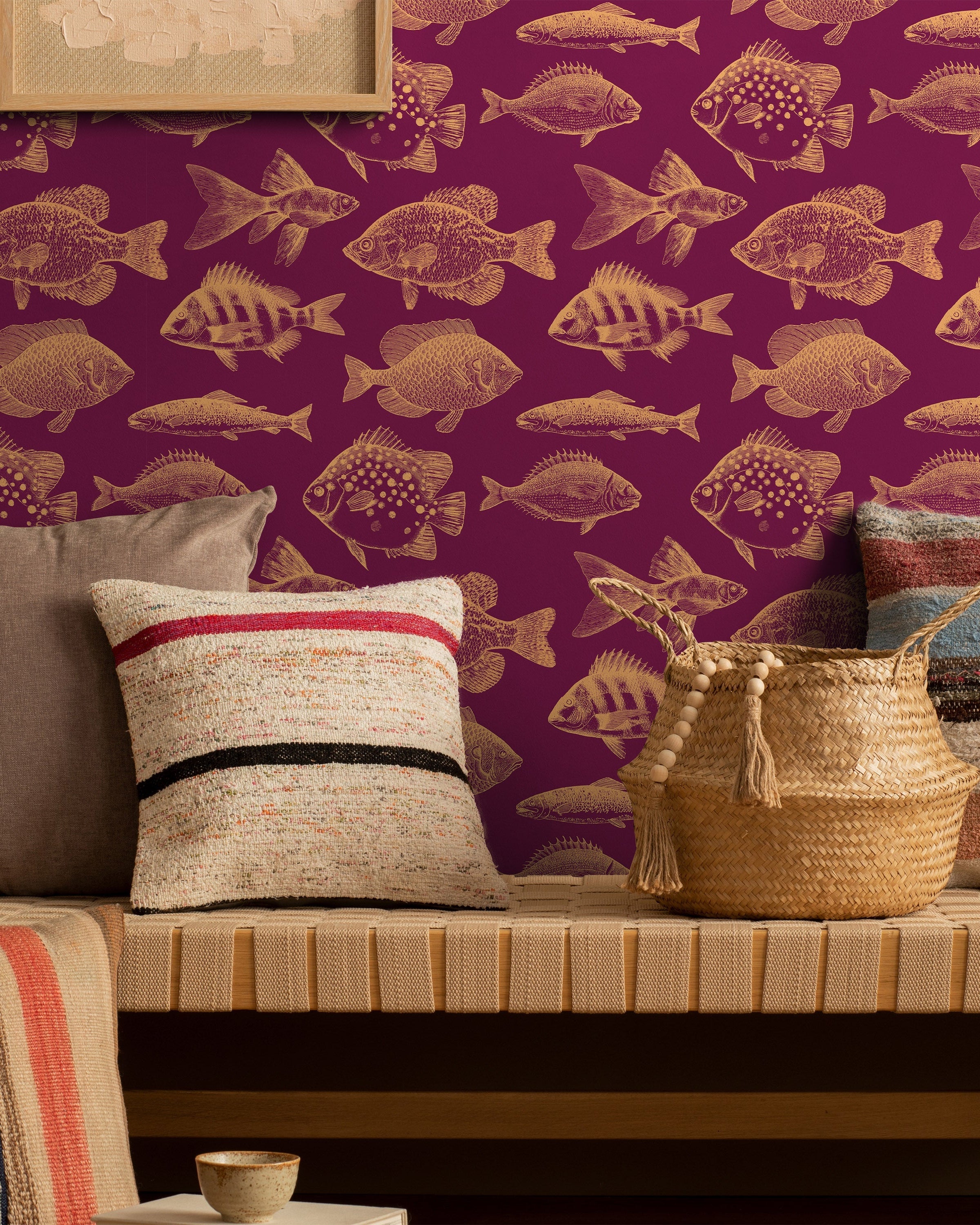 Fish in Wine Peel and Stick Wallpaper, Removable Wallpaper, Traditional Wallpaper | DeccoPrint