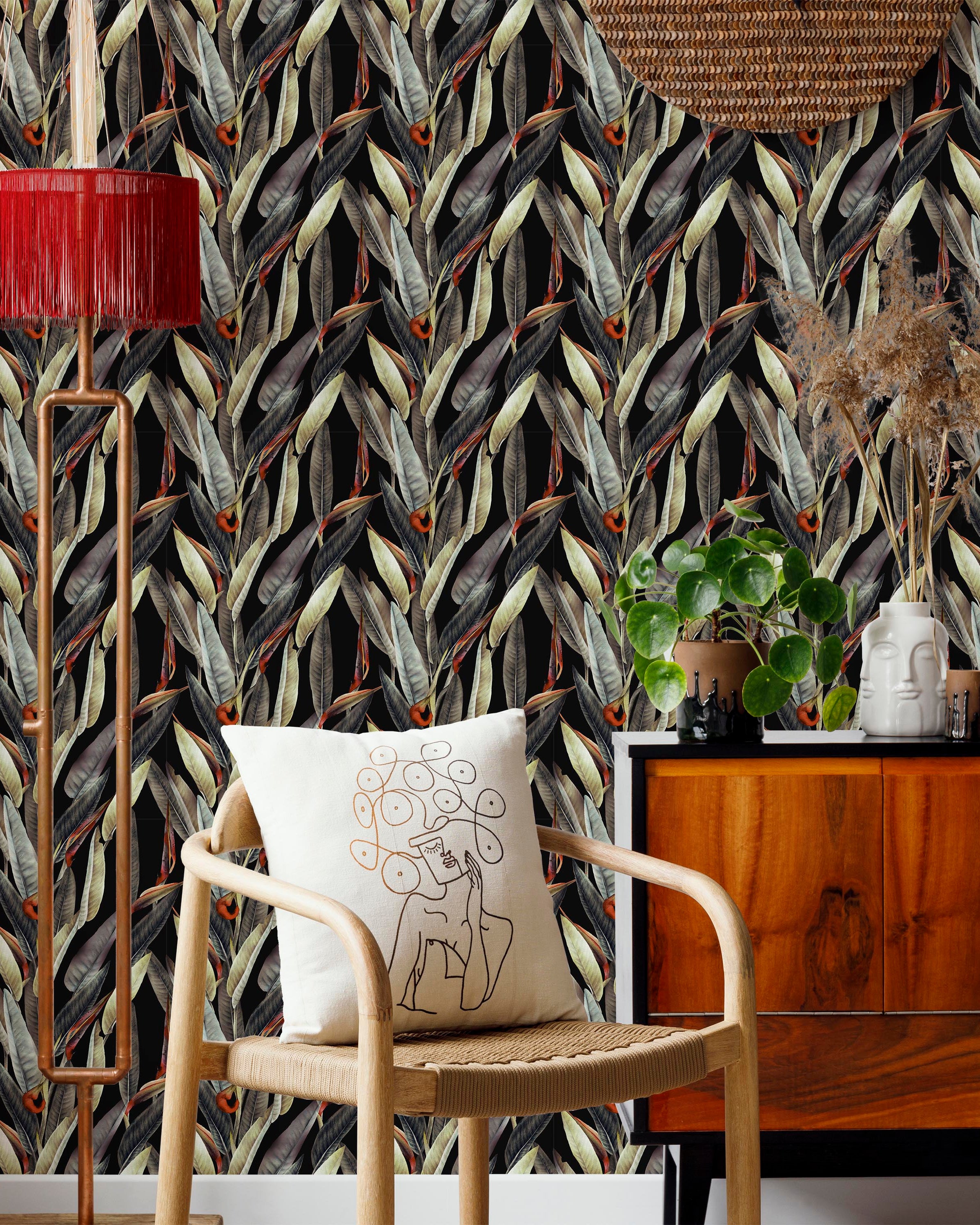 Vintage Leaves Peel and Stick Wallpaper, Removable Wallpaper, Traditional Wallpaper | DeccoPrint