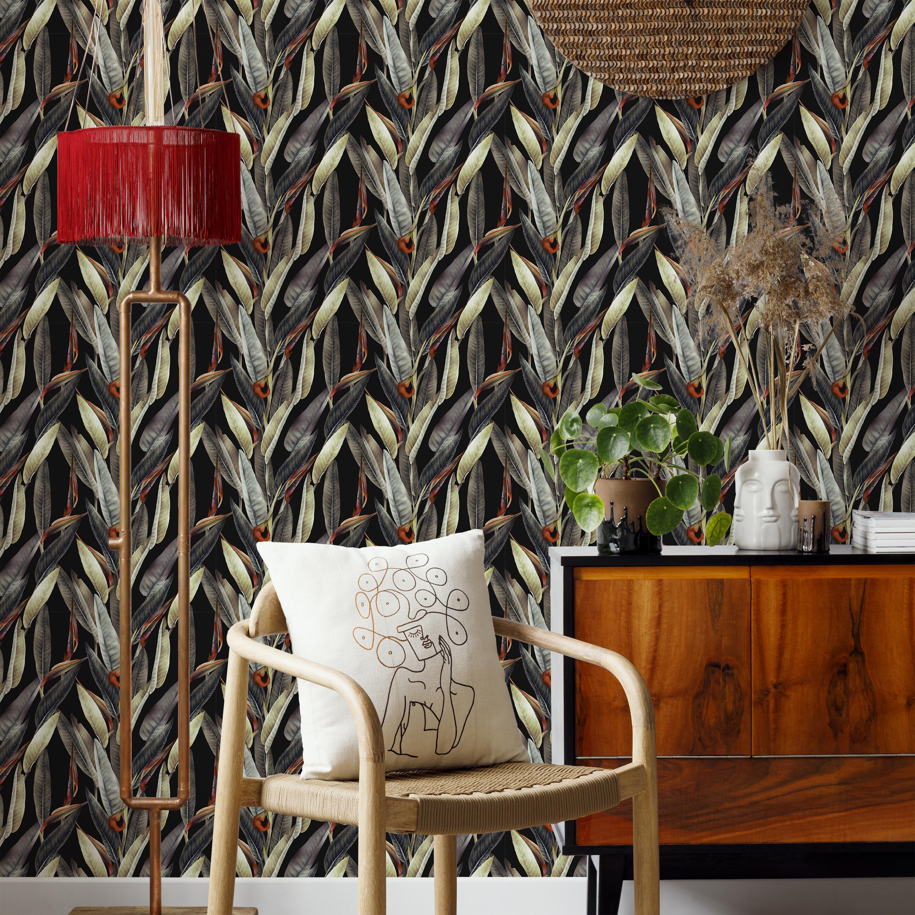 Vintage Leaves Peel and Stick Wallpaper, Removable Wallpaper, Traditional Wallpaper | DeccoPrint