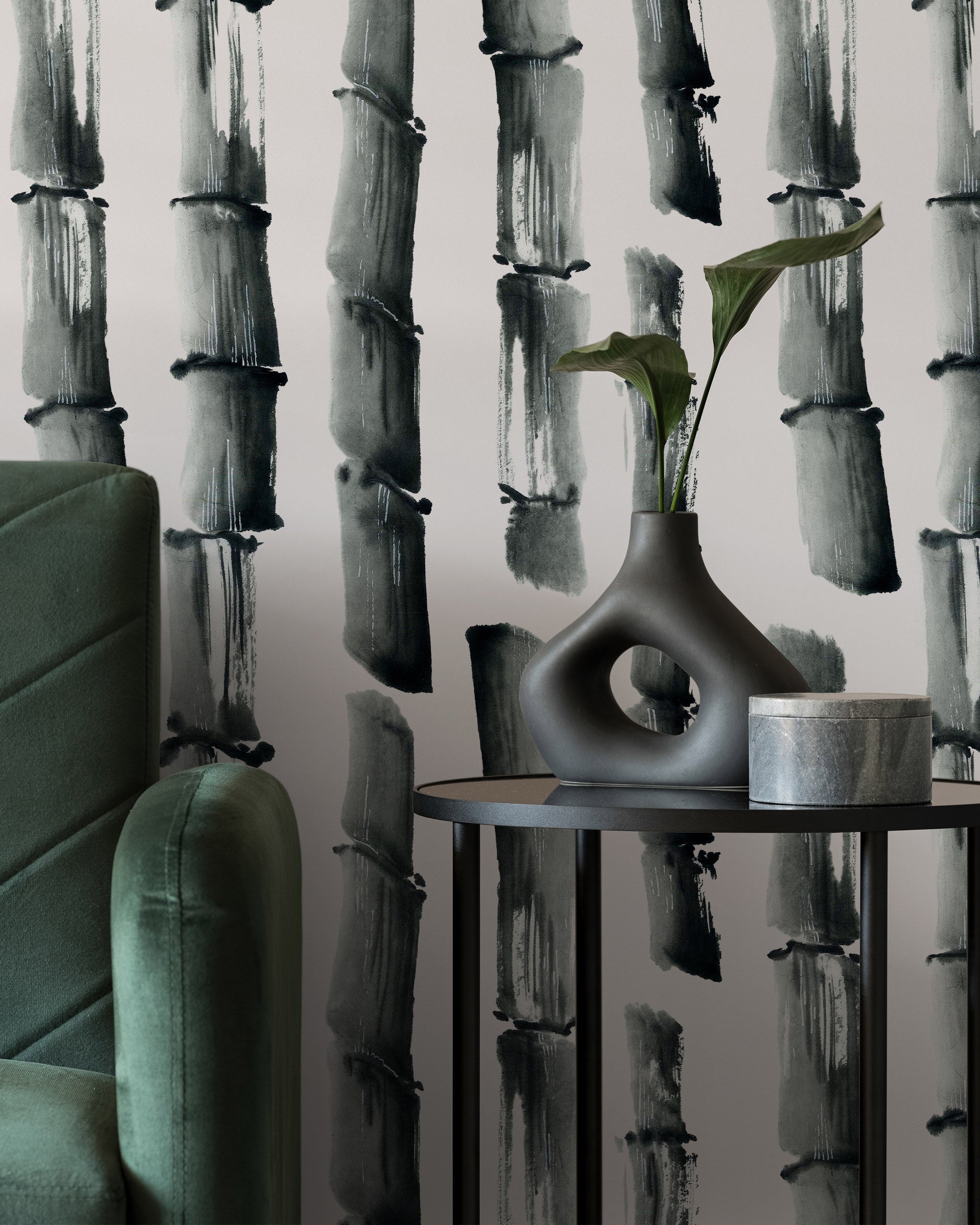 Ink Bamboo Peel and Stick Wallpaper, Removable Wallpaper, Traditional Wallpaper | DeccoPrint