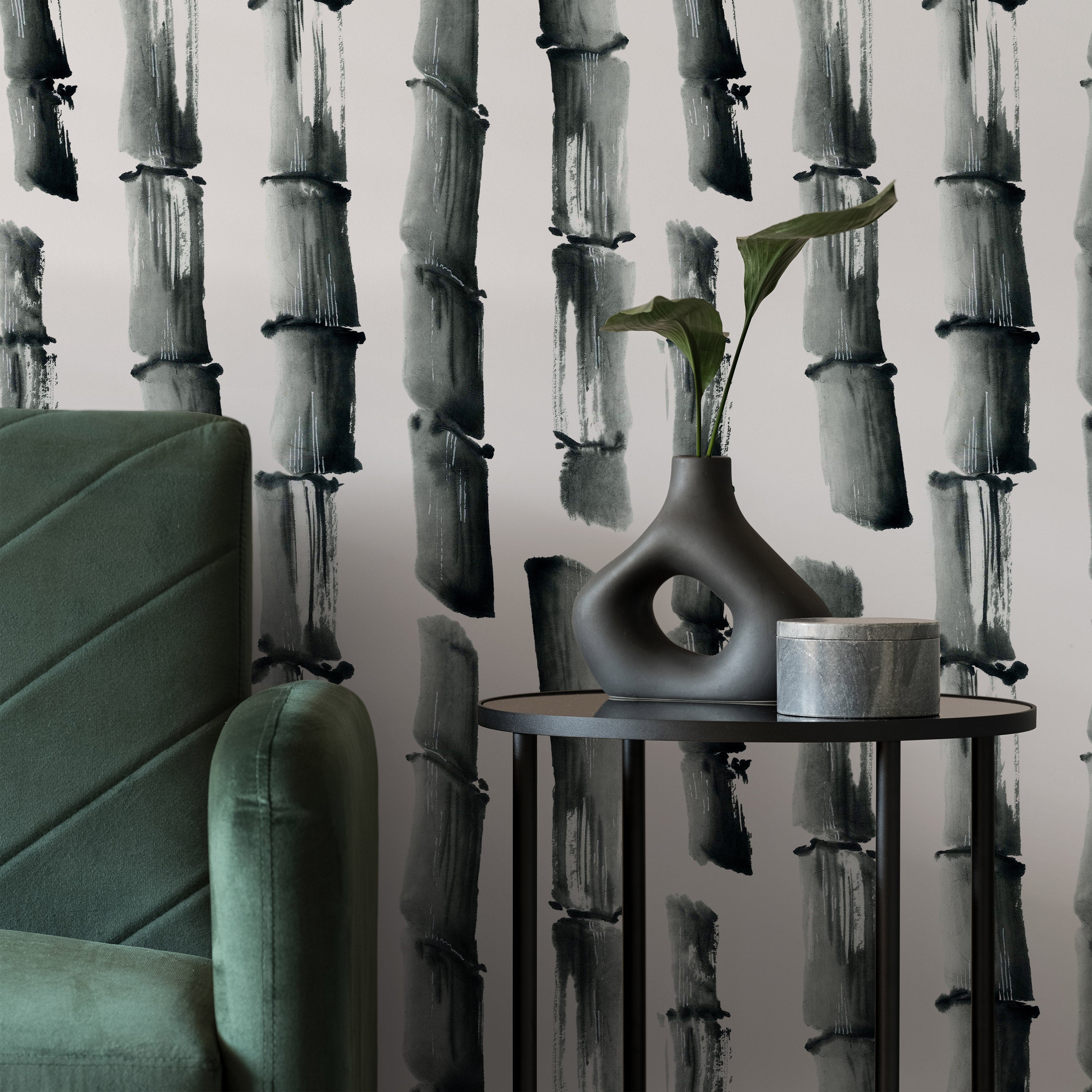 Ink Bamboo Peel and Stick Wallpaper, Removable Wallpaper, Traditional Wallpaper | DeccoPrint
