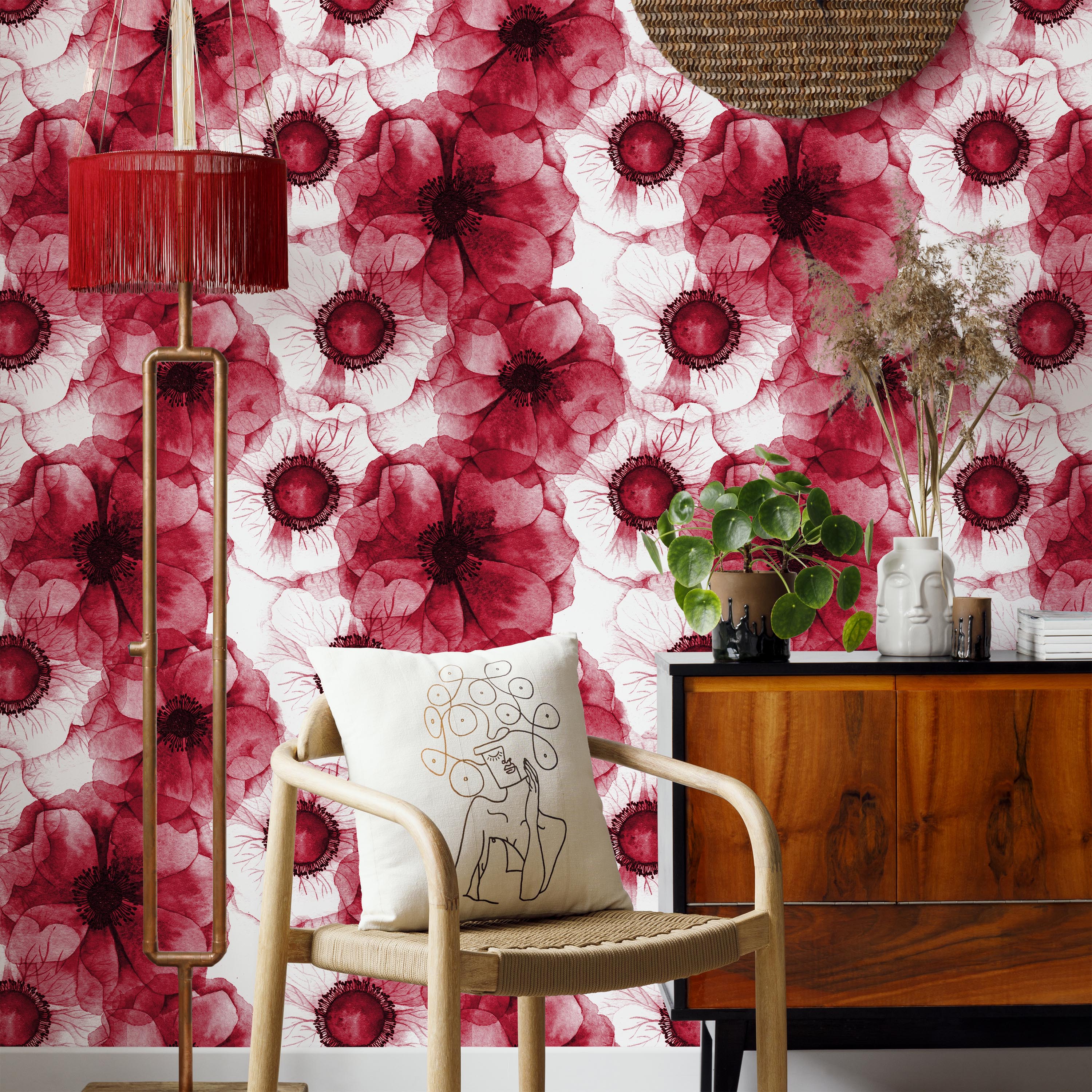 Wild Poppies Peel and Stick Wallpaper, Removable Wallpaper, Traditional Wallpaper | DeccoPrint