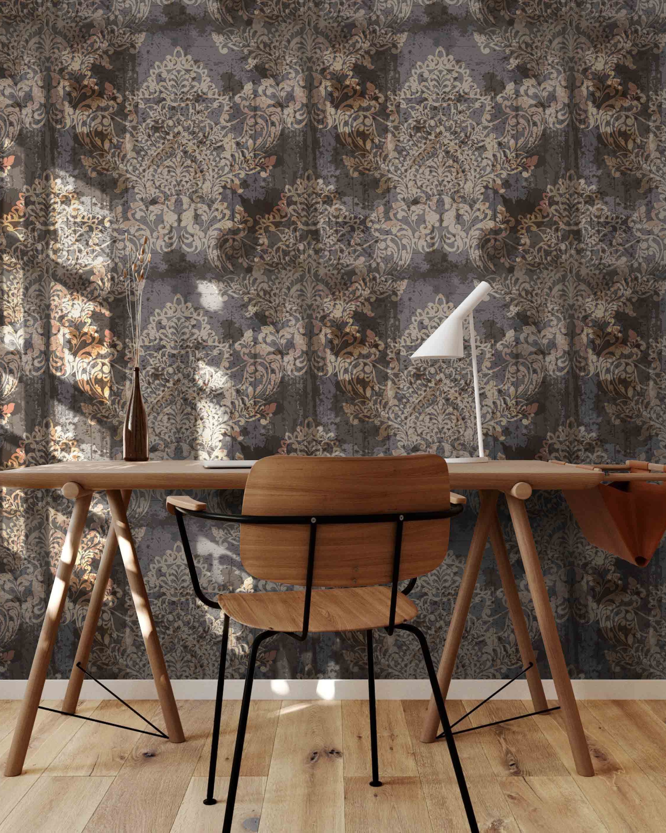 Grungy Baroque Peel and Stick Wallpaper, Removable Wallpaper, Traditional Wallpaper | DeccoPrint