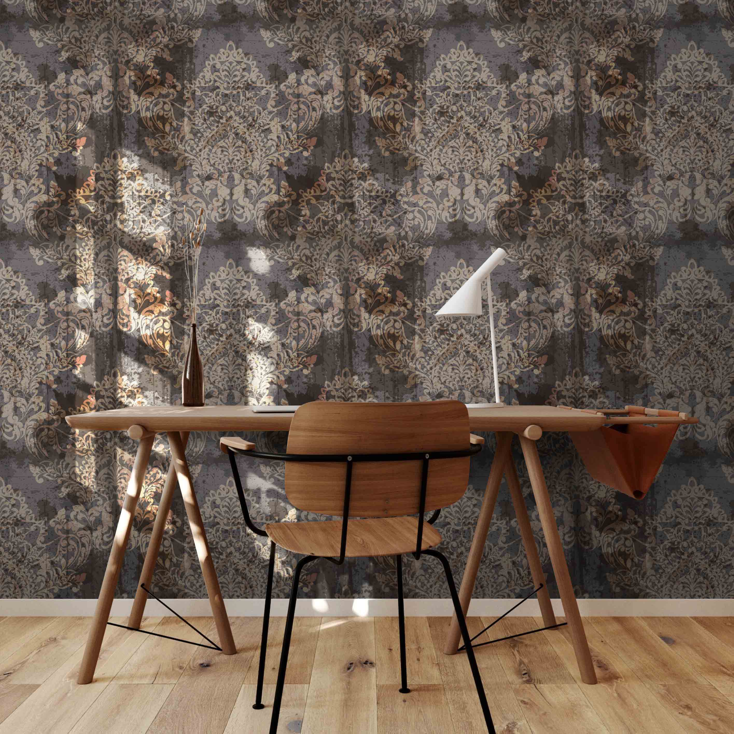 Grungy Baroque Peel and Stick Wallpaper, Removable Wallpaper, Traditional Wallpaper | DeccoPrint