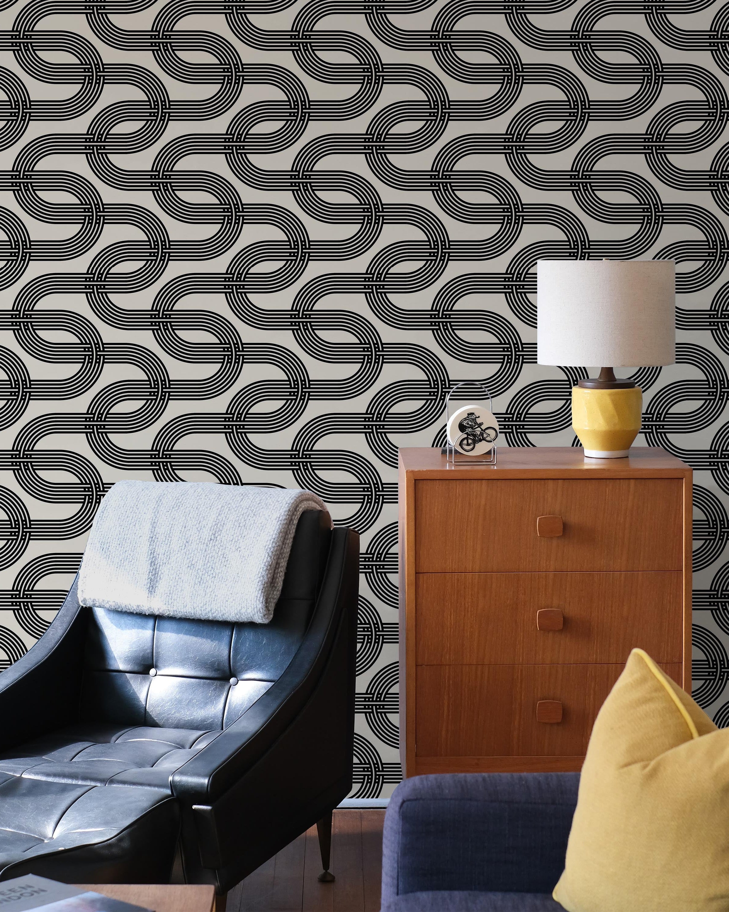 Striped Ornament Peel and Stick Wallpaper, Removable Wallpaper, Traditional Wallpaper | DeccoPrint