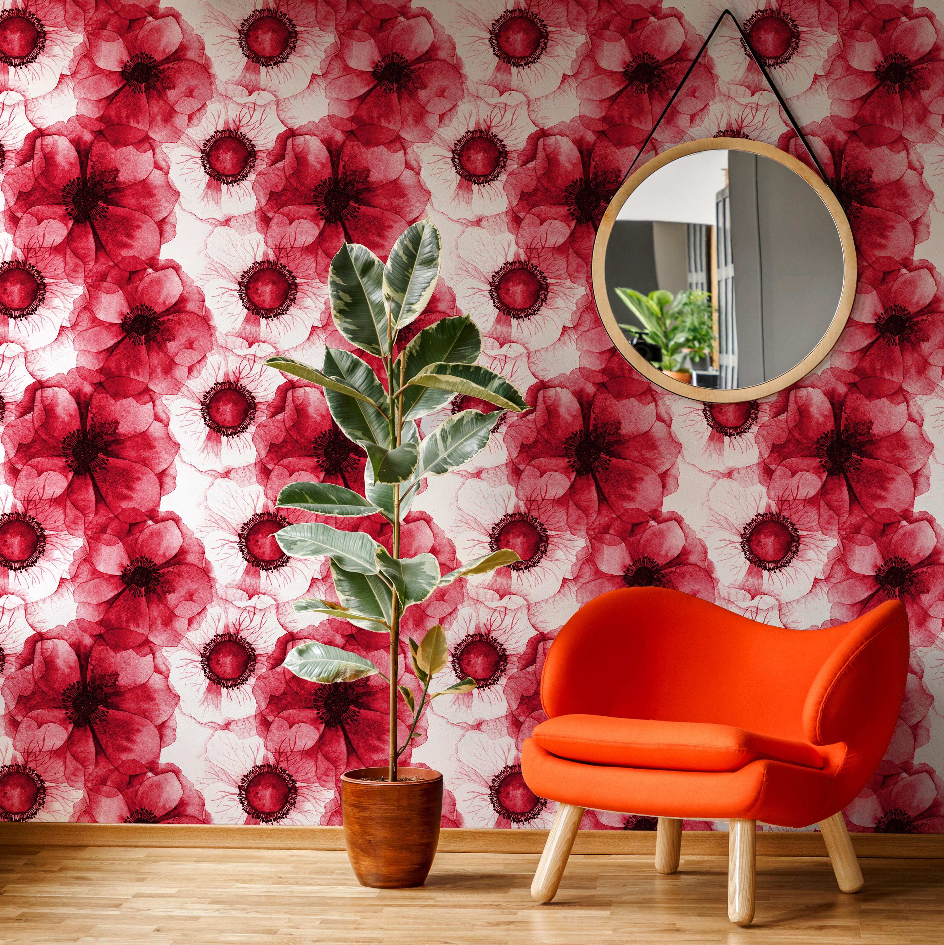 Wild Poppies Peel and Stick Wallpaper, Removable Wallpaper, Traditional Wallpaper | DeccoPrint