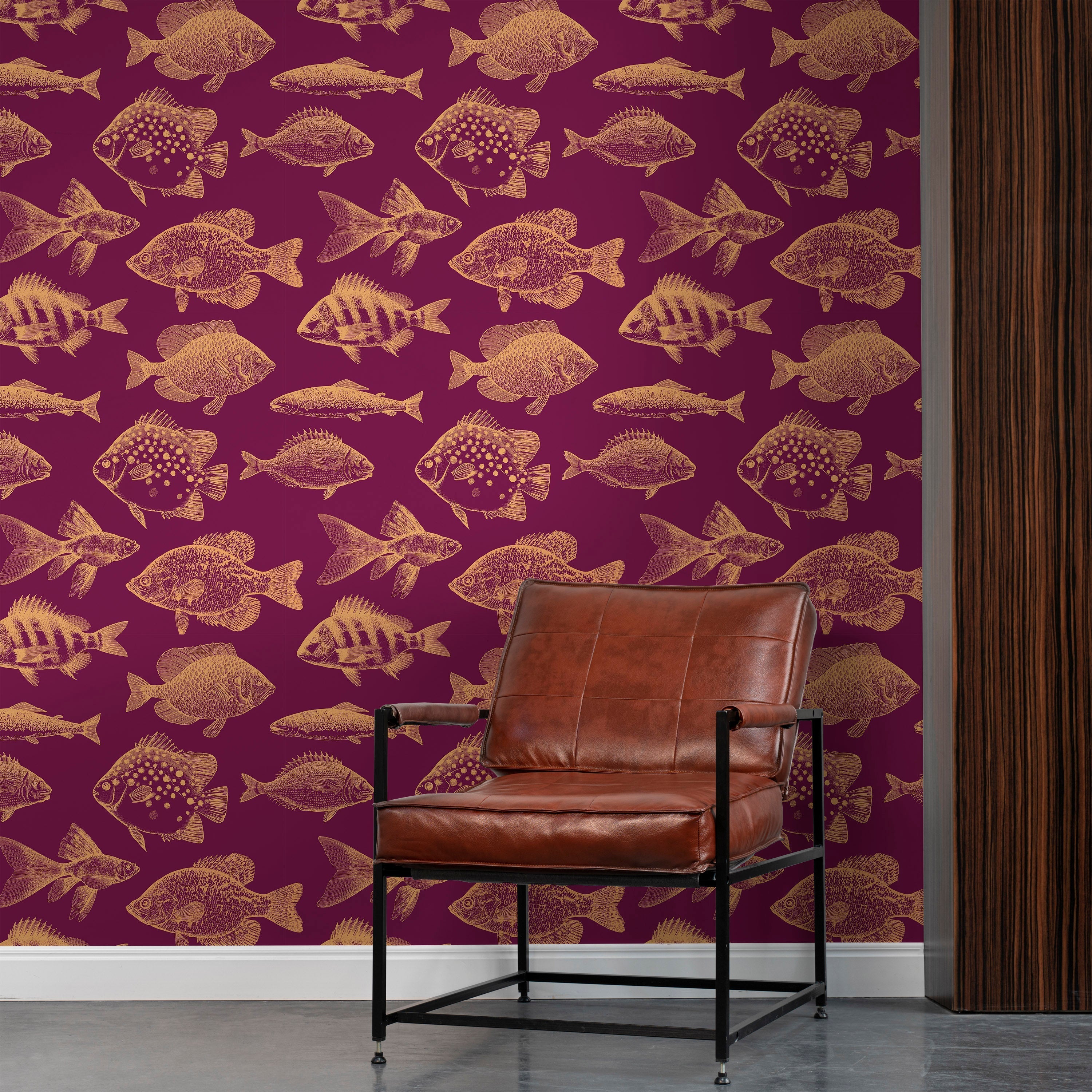 Fish in Wine Peel and Stick Wallpaper, Removable Wallpaper, Traditional Wallpaper | DeccoPrint