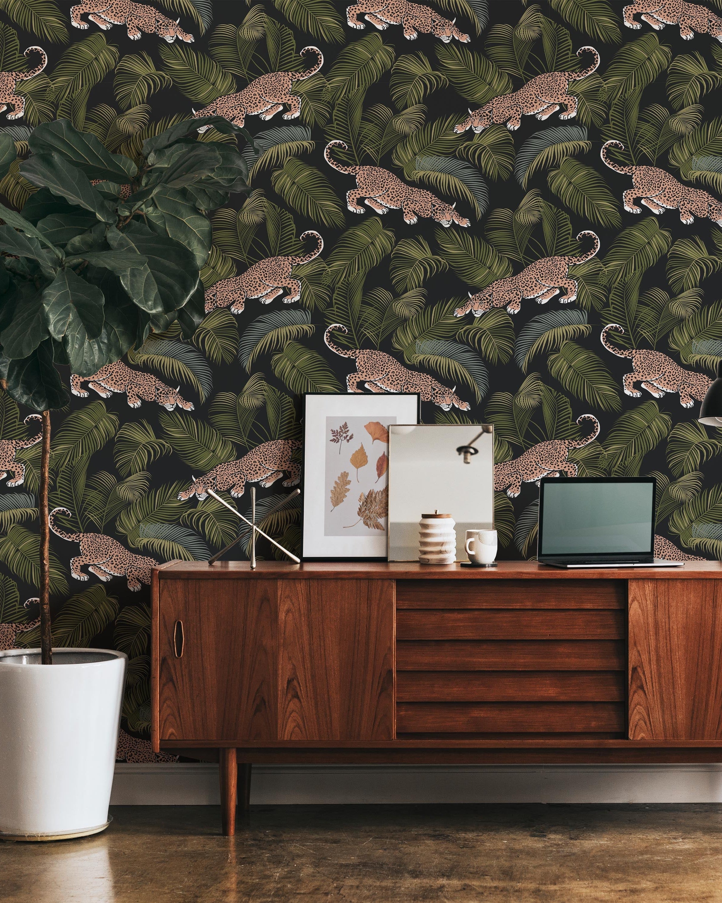 Wild Leopard Peel and Stick Wallpaper, Removable Wallpaper, Traditional Wallpaper | DeccoPrint