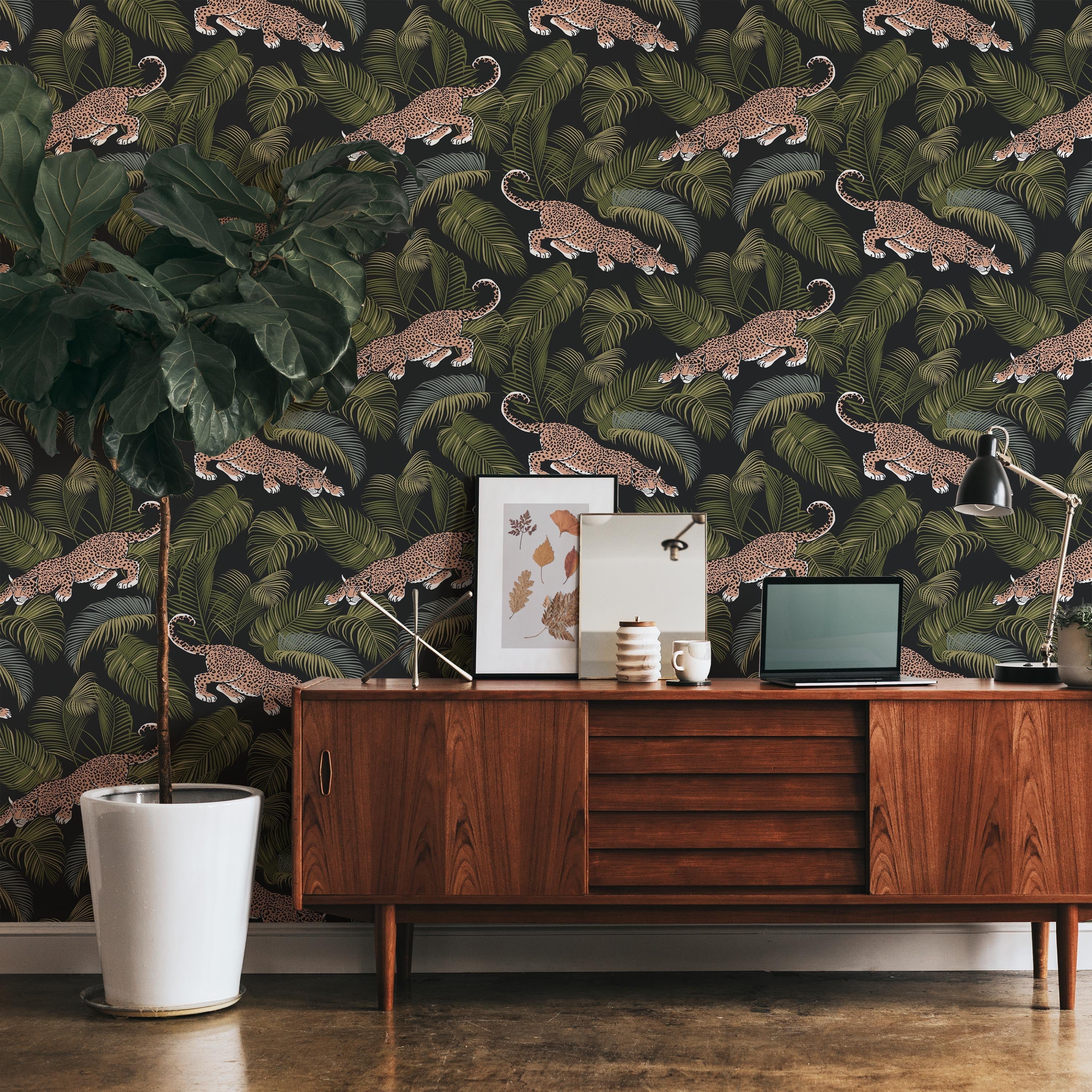 Wild Leopard Peel and Stick Wallpaper, Removable Wallpaper, Traditional Wallpaper | DeccoPrint