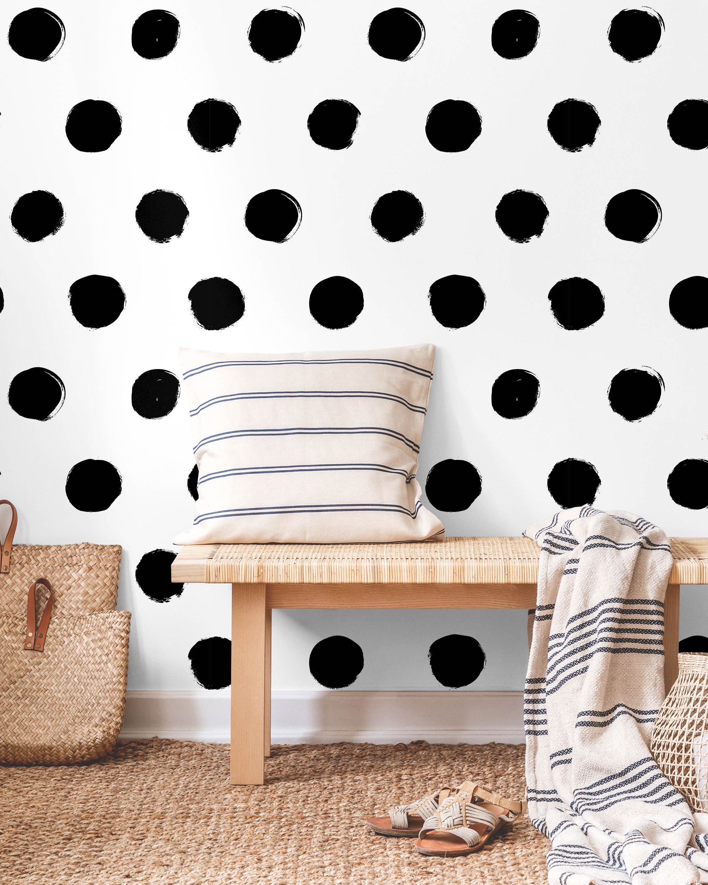 Polka Dots Peel and Stick Wallpaper, Removable Wallpaper, Traditional Wallpaper | DeccoPrint