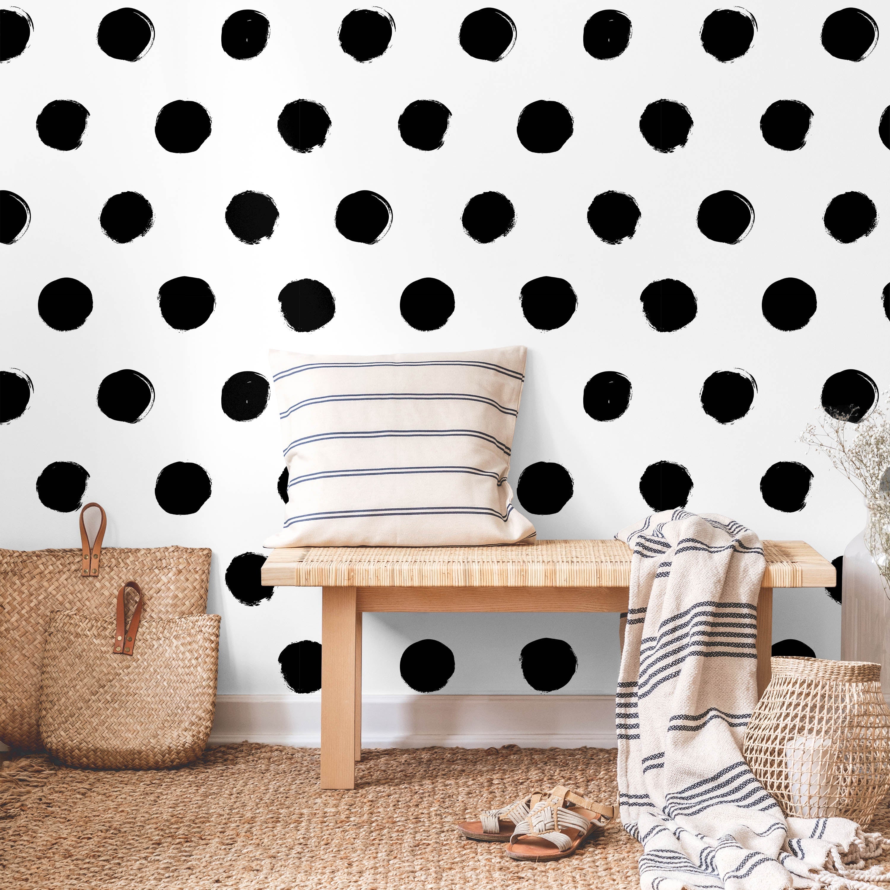 Polka Dots Peel and Stick Wallpaper, Removable Wallpaper, Traditional Wallpaper | DeccoPrint