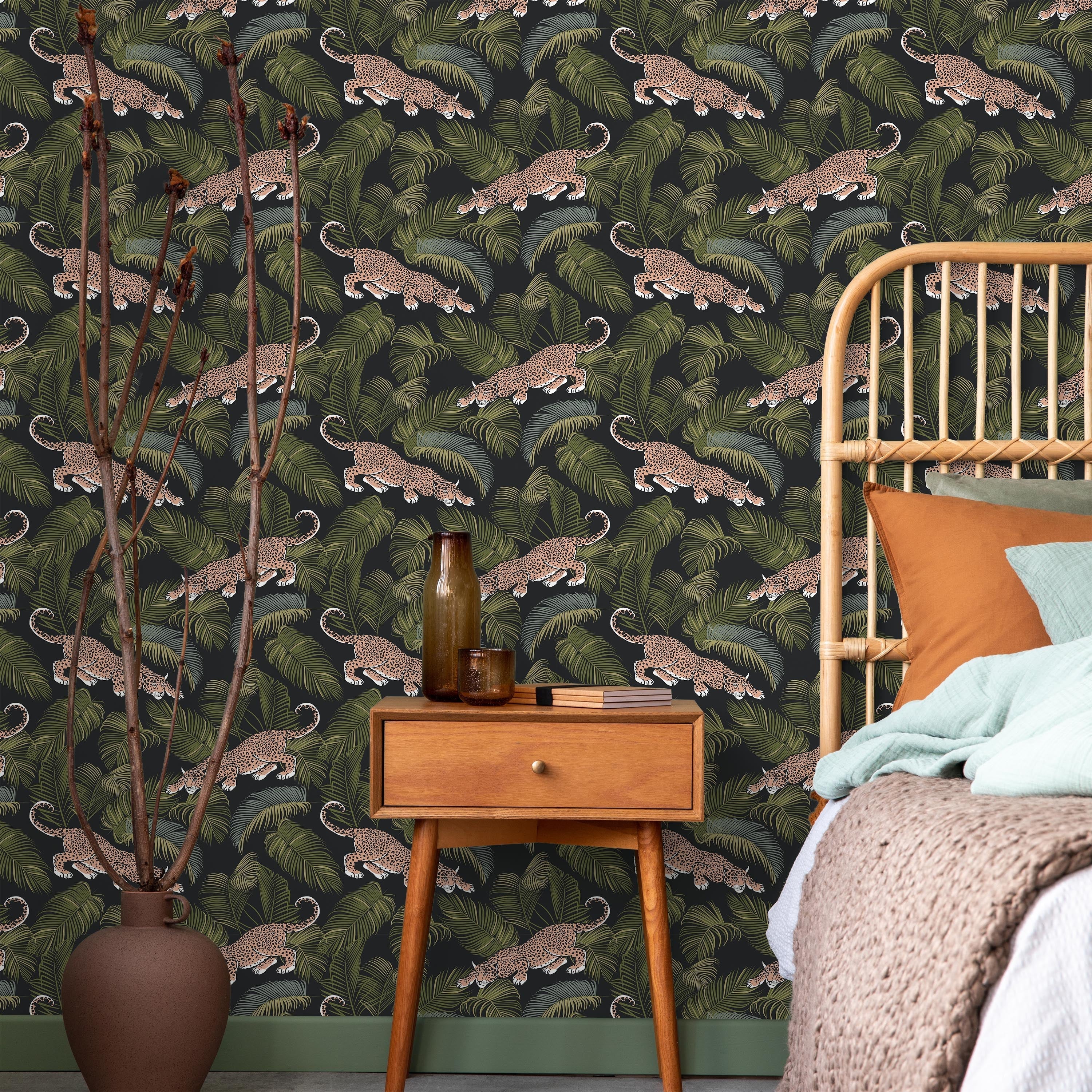 Wild Leopard Peel and Stick Wallpaper, Removable Wallpaper, Traditional Wallpaper | DeccoPrint