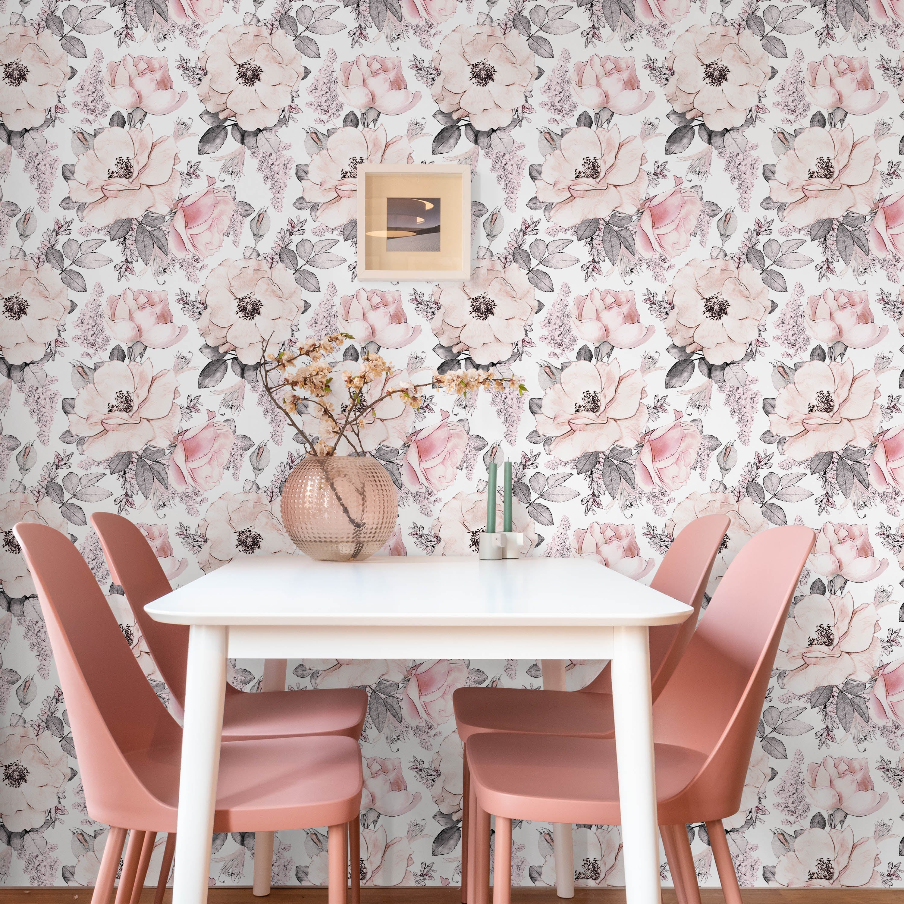 Vintage Rose Peel and Stick Wallpaper, Removable Wallpaper, Traditional Wallpaper | DeccoPrint