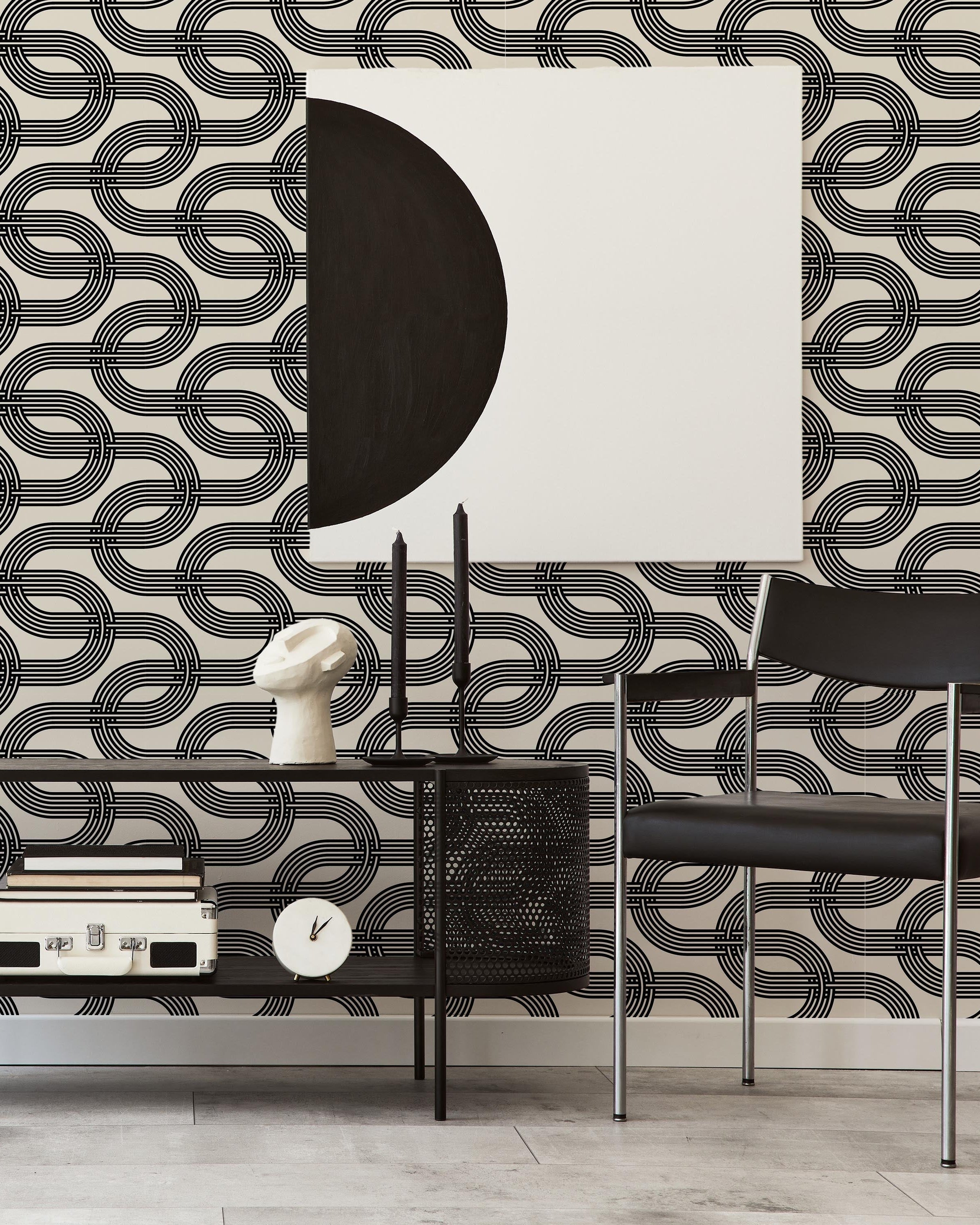 Striped Ornament Peel and Stick Wallpaper, Removable Wallpaper, Traditional Wallpaper | DeccoPrint
