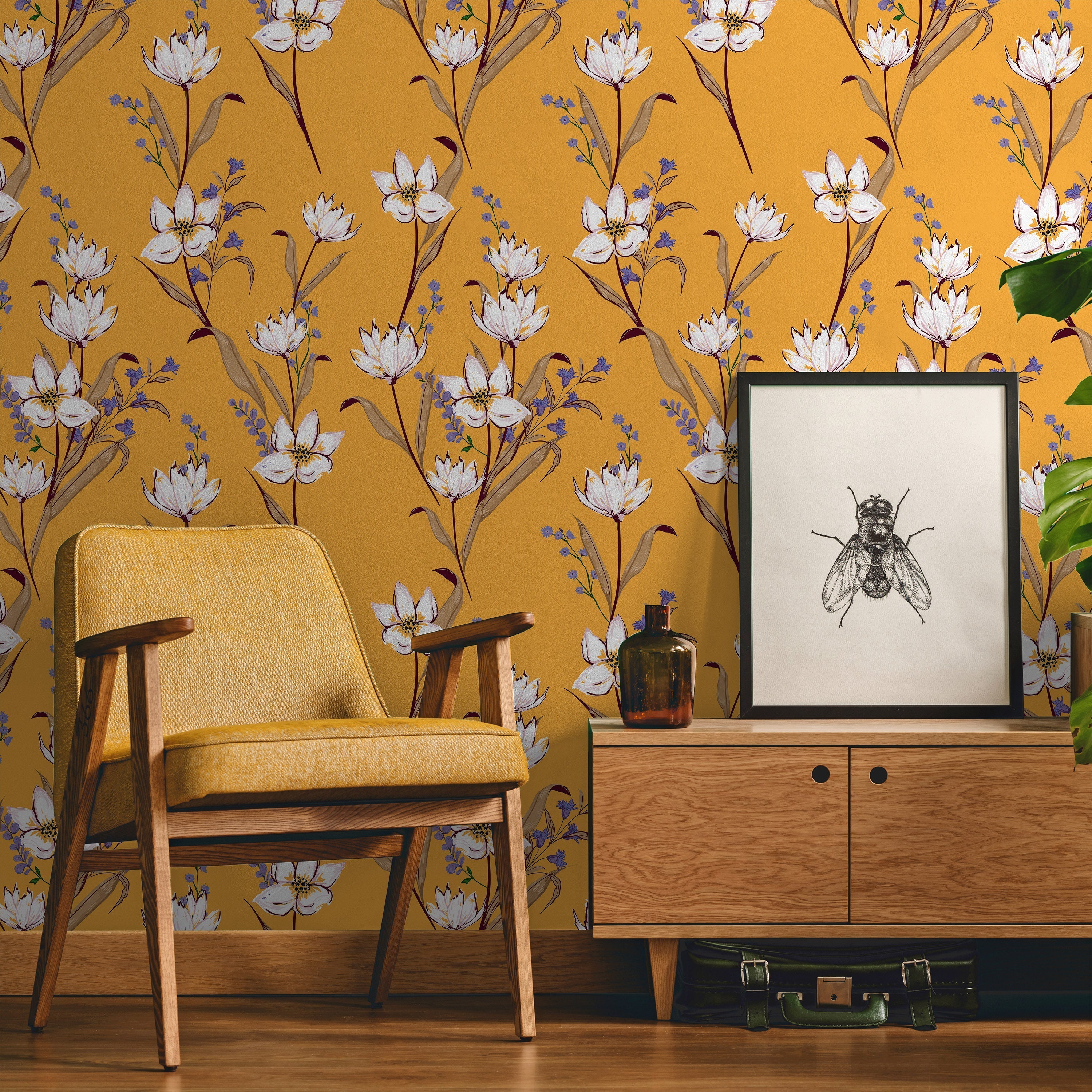 Magnolias in The Sun Peel and Stick Wallpaper, Removable Wallpaper, Traditional Wallpaper | DeccoPrint