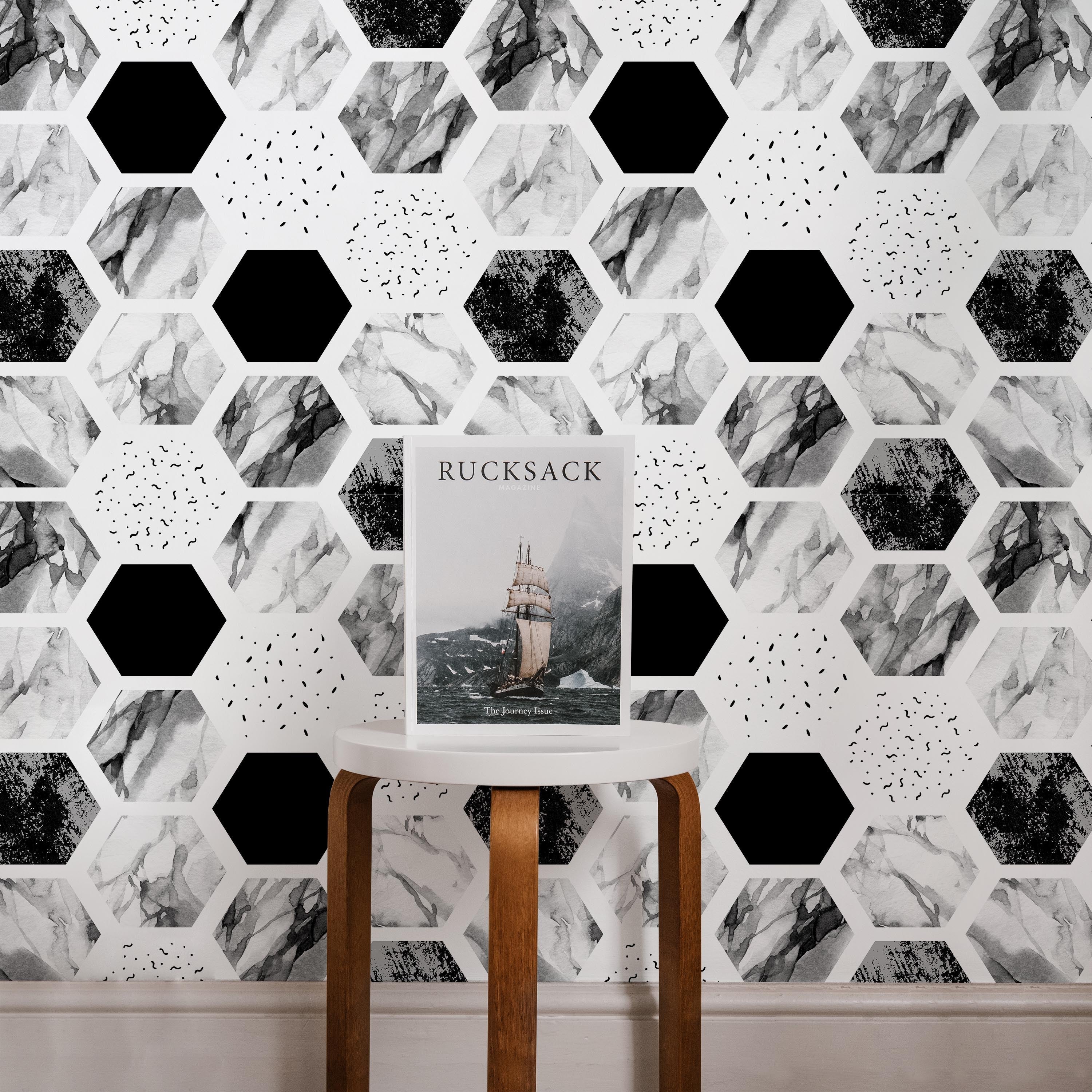 Watercolor Hexagons Peel and Stick Wallpaper, Removable Wallpaper, Traditional Wallpaper | DeccoPrint