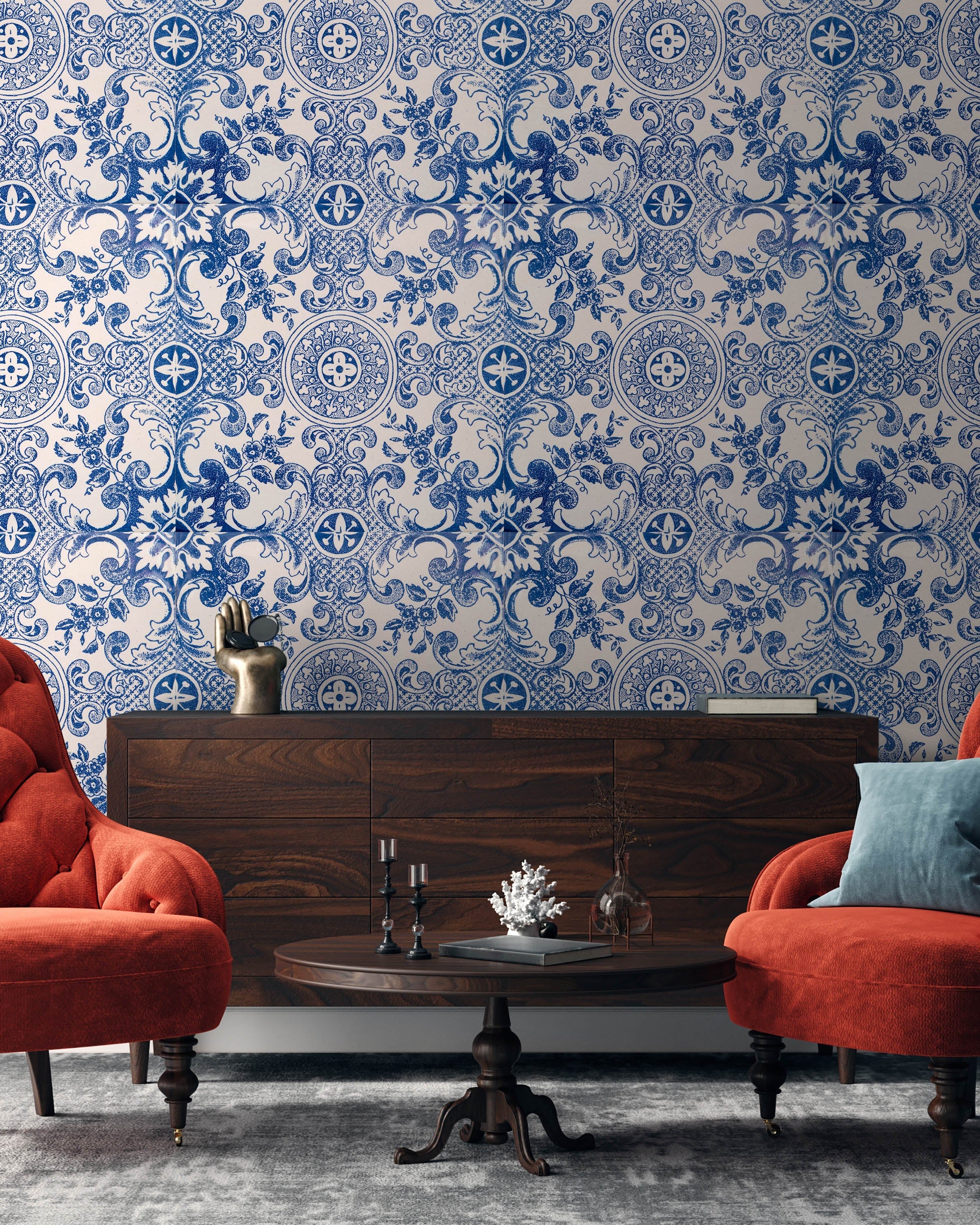 Porcelain Peel and Stick Wallpaper, Removable Wallpaper, Traditional Wallpaper | DeccoPrint