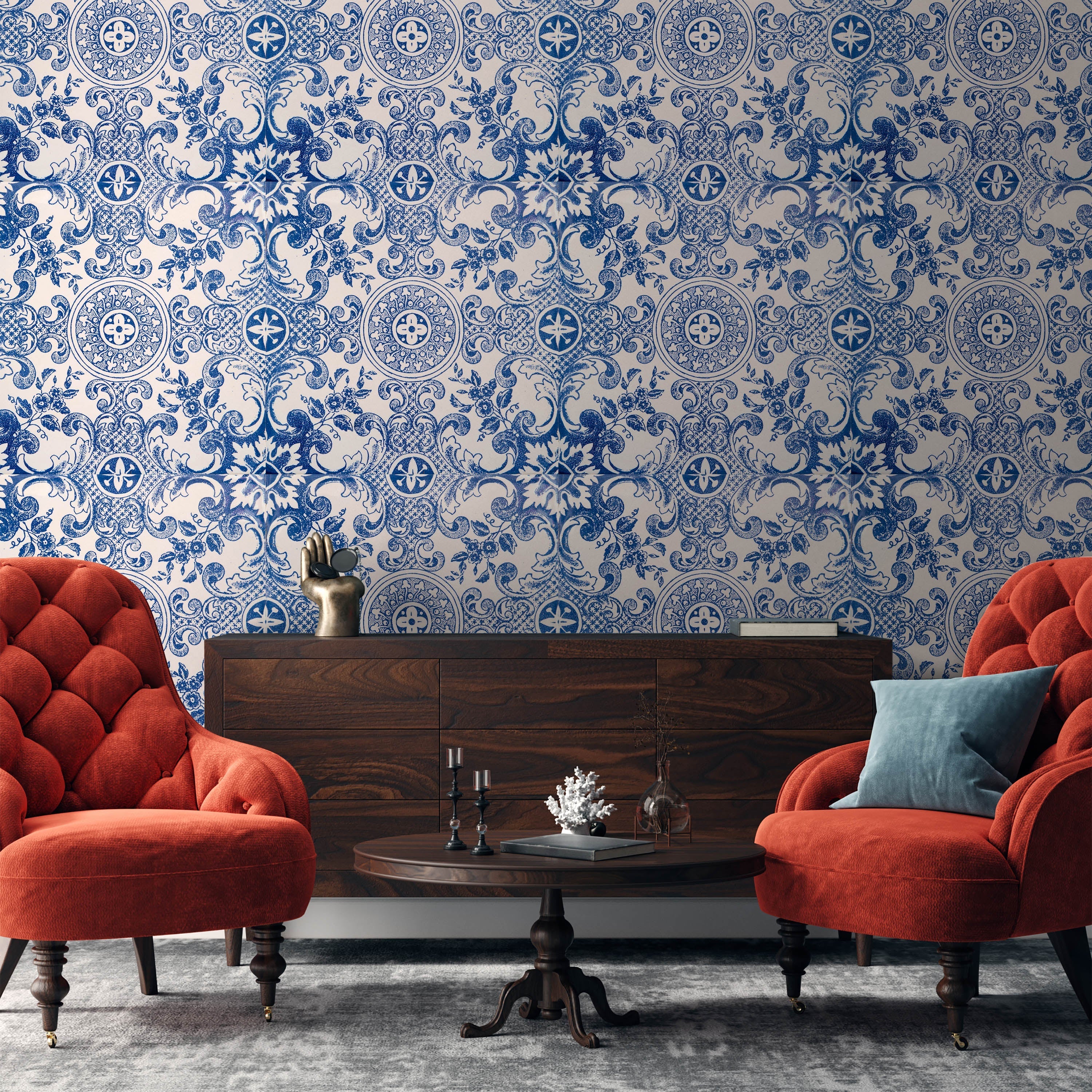 Porcelain Peel and Stick Wallpaper, Removable Wallpaper, Traditional Wallpaper | DeccoPrint