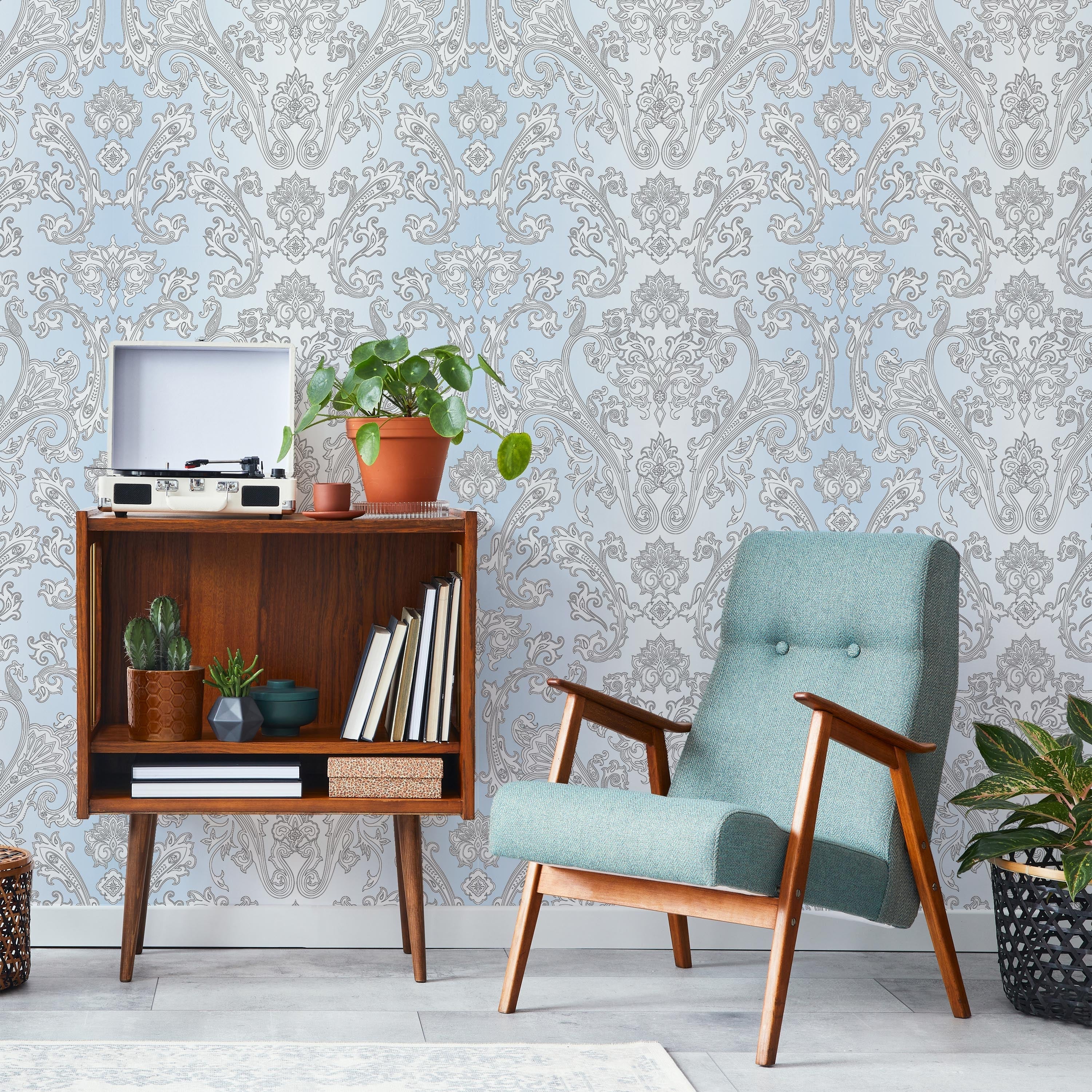 Vintage Damask Peel and Stick Wallpaper, Removable Wallpaper, Traditional Wallpaper | DeccoPrint