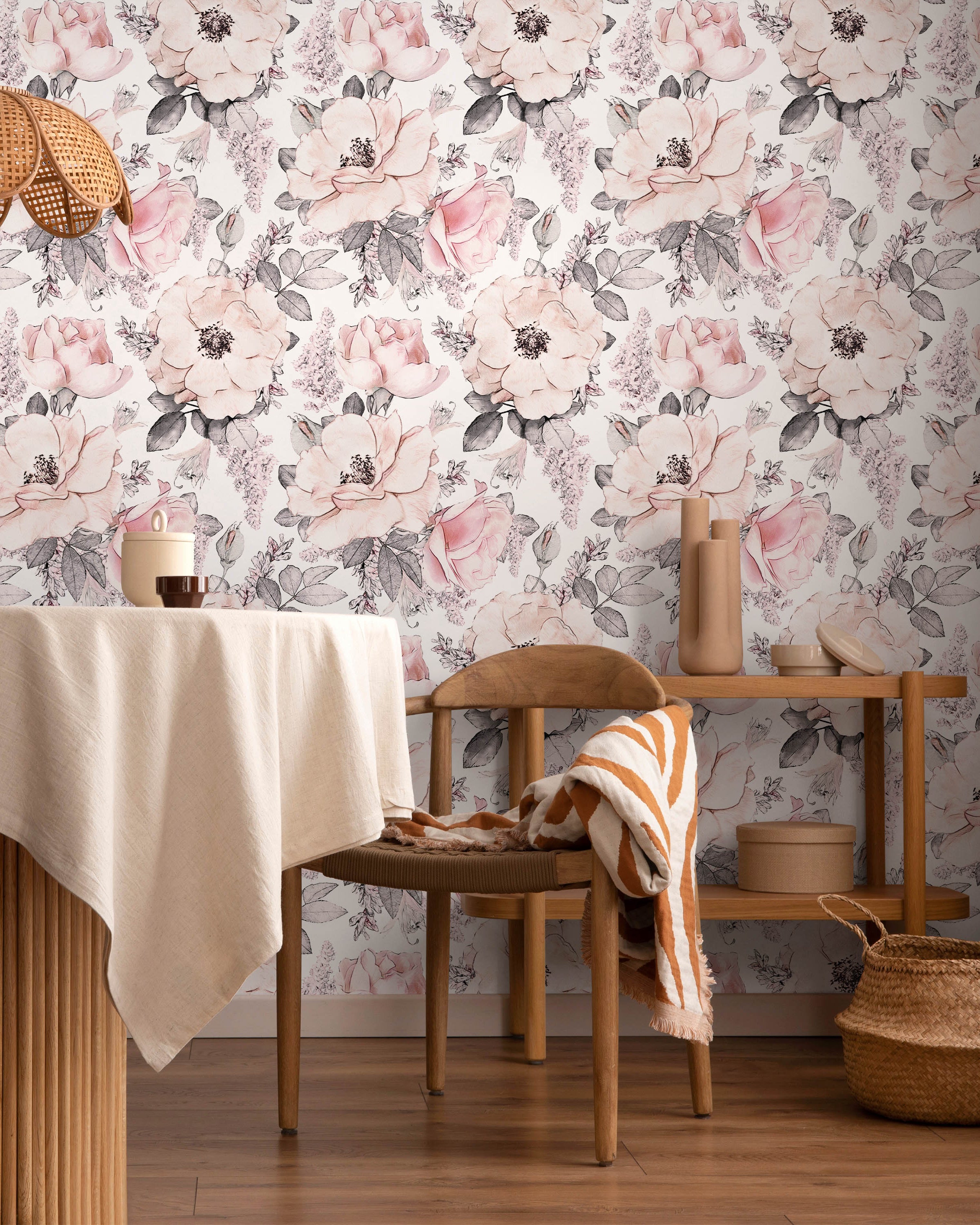 Vintage Rose Peel and Stick Wallpaper, Removable Wallpaper, Traditional Wallpaper | DeccoPrint
