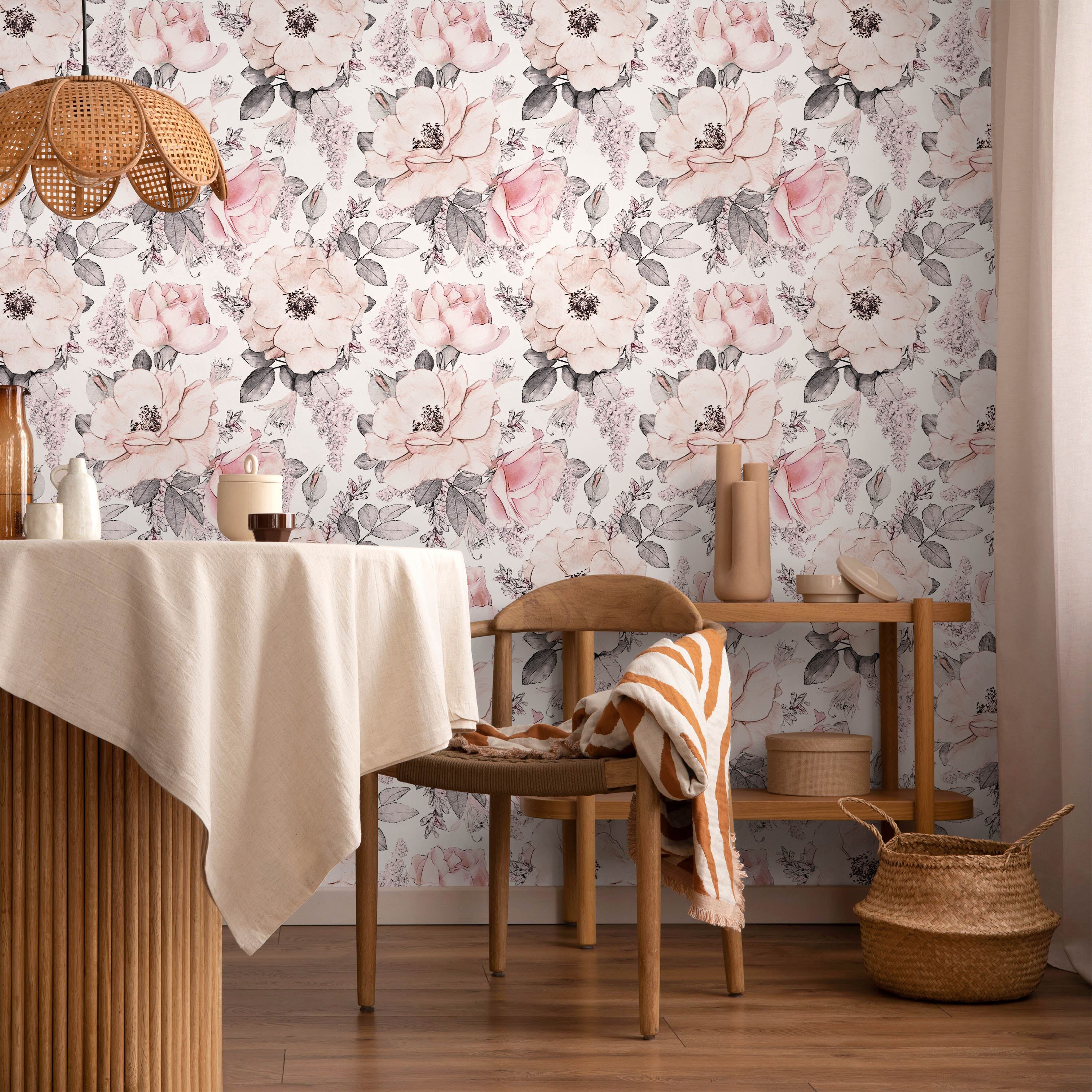 Vintage Rose Peel and Stick Wallpaper, Removable Wallpaper, Traditional Wallpaper | DeccoPrint