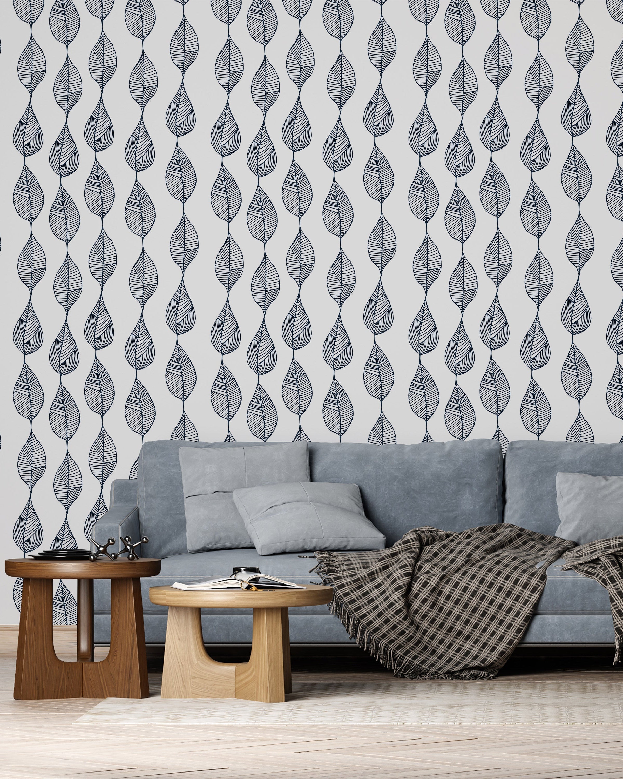 Leaf Line Peel and Stick Wallpaper, Removable Wallpaper, Traditional Wallpaper | DeccoPrint