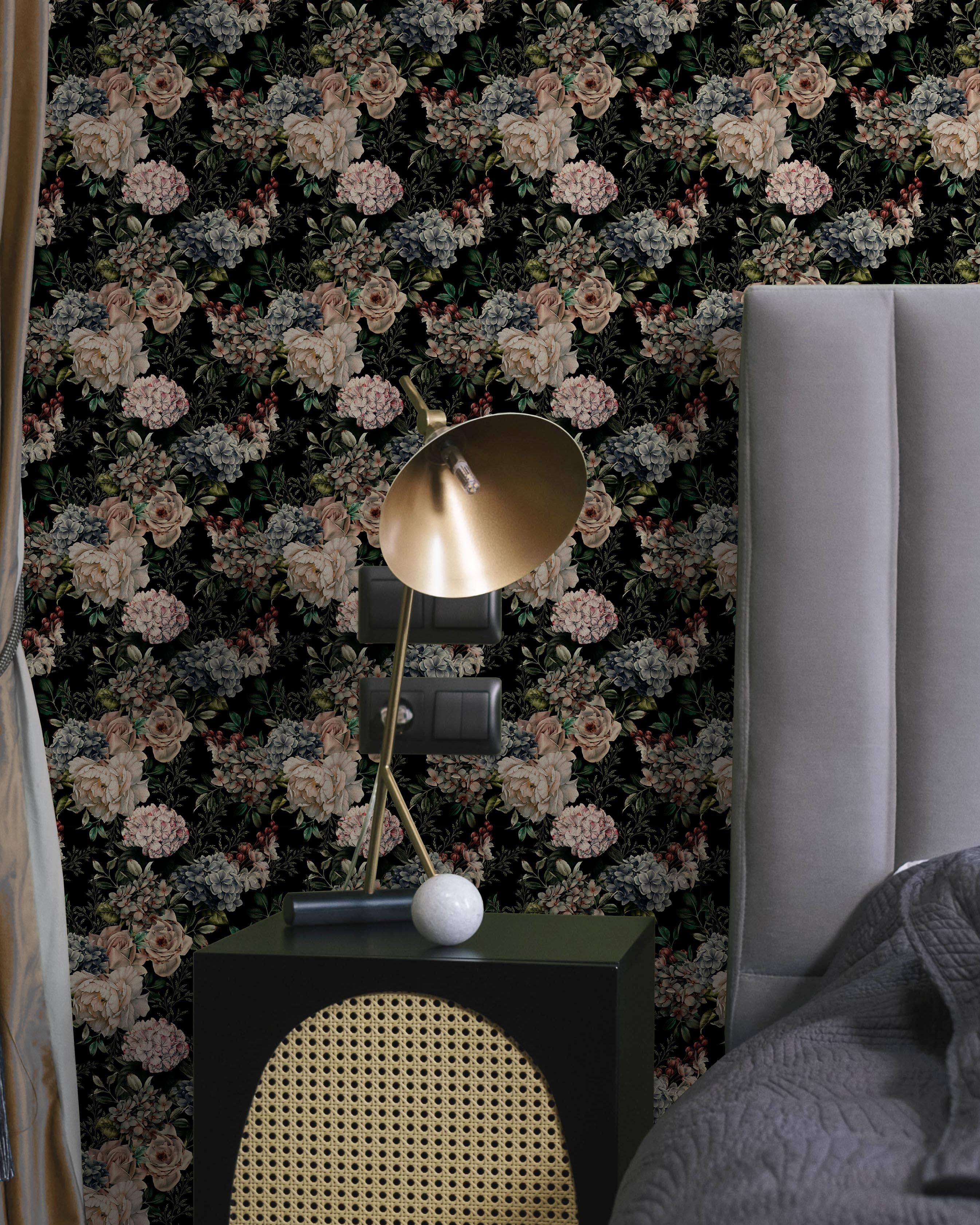 Vintage Flowers Peel and Stick Wallpaper, Removable Wallpaper, Traditional Wallpaper | DeccoPrint