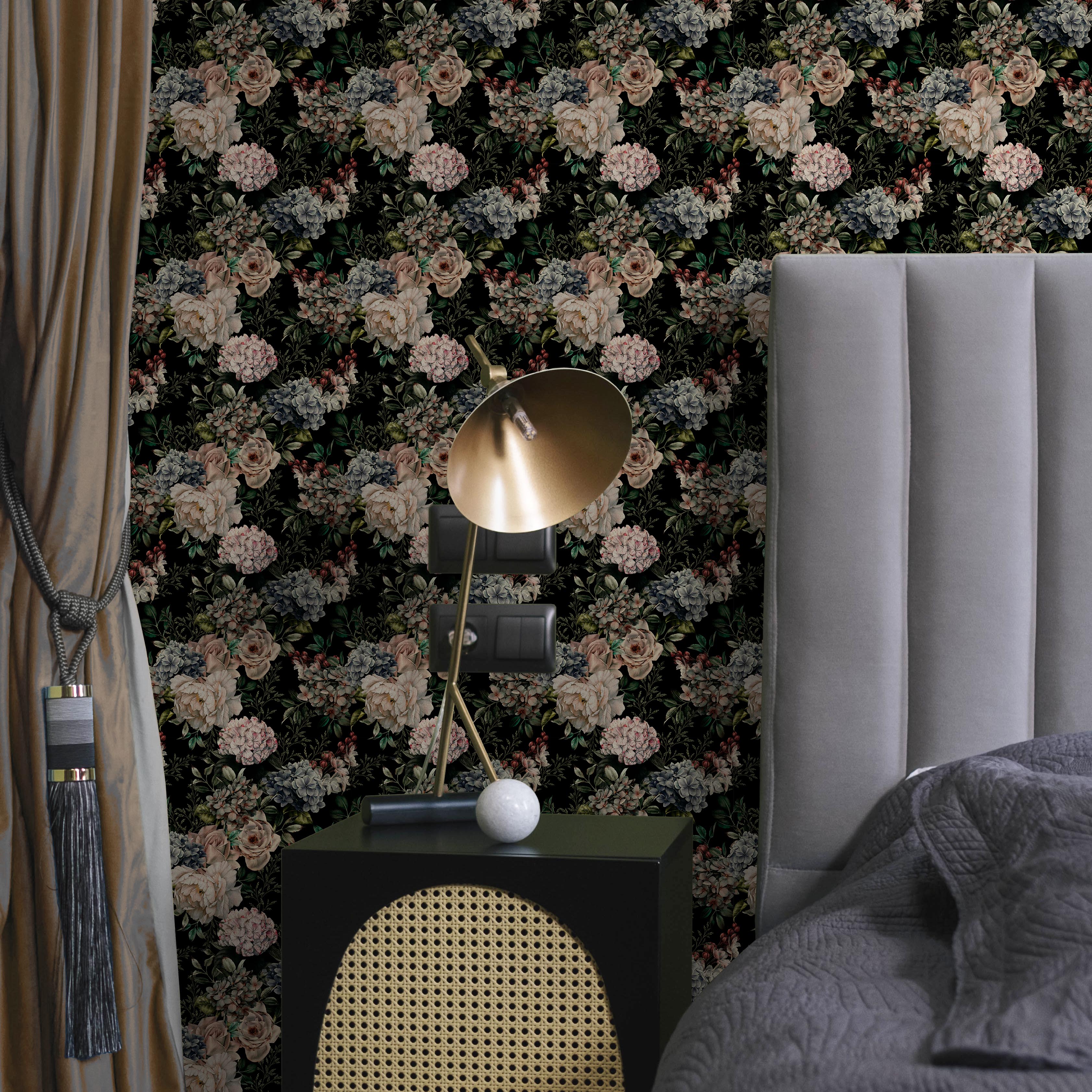Vintage Flowers Peel and Stick Wallpaper, Removable Wallpaper, Traditional Wallpaper | DeccoPrint