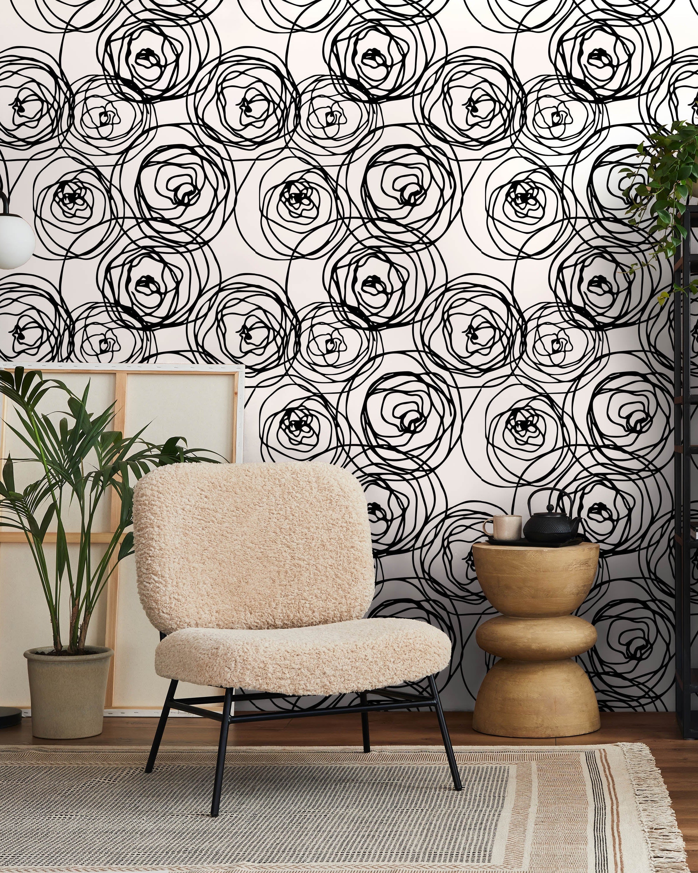 Stylized Roses Peel and Stick Wallpaper, Removable Wallpaper, Traditional Wallpaper | DeccoPrint