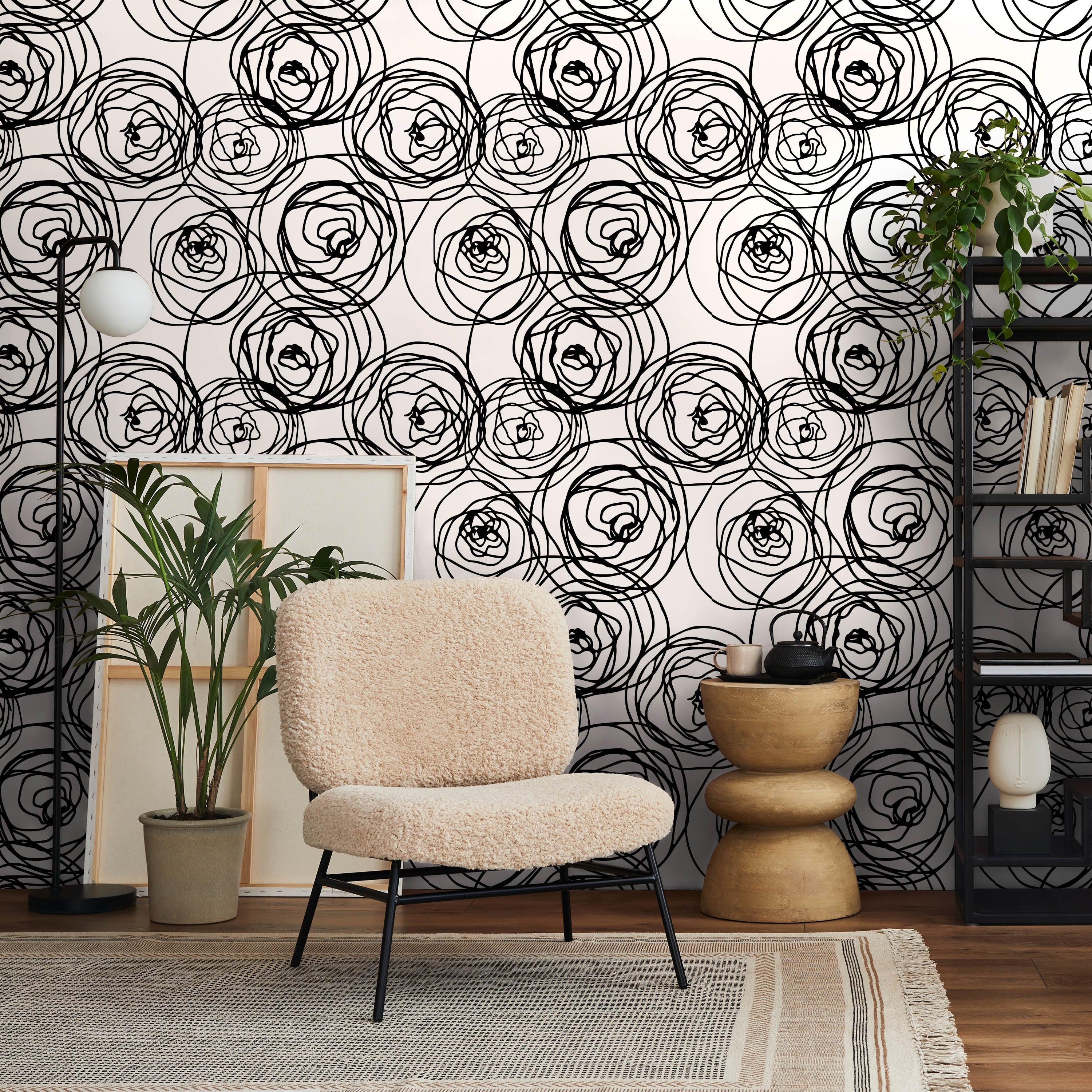 Stylized Roses Peel and Stick Wallpaper, Removable Wallpaper, Traditional Wallpaper | DeccoPrint