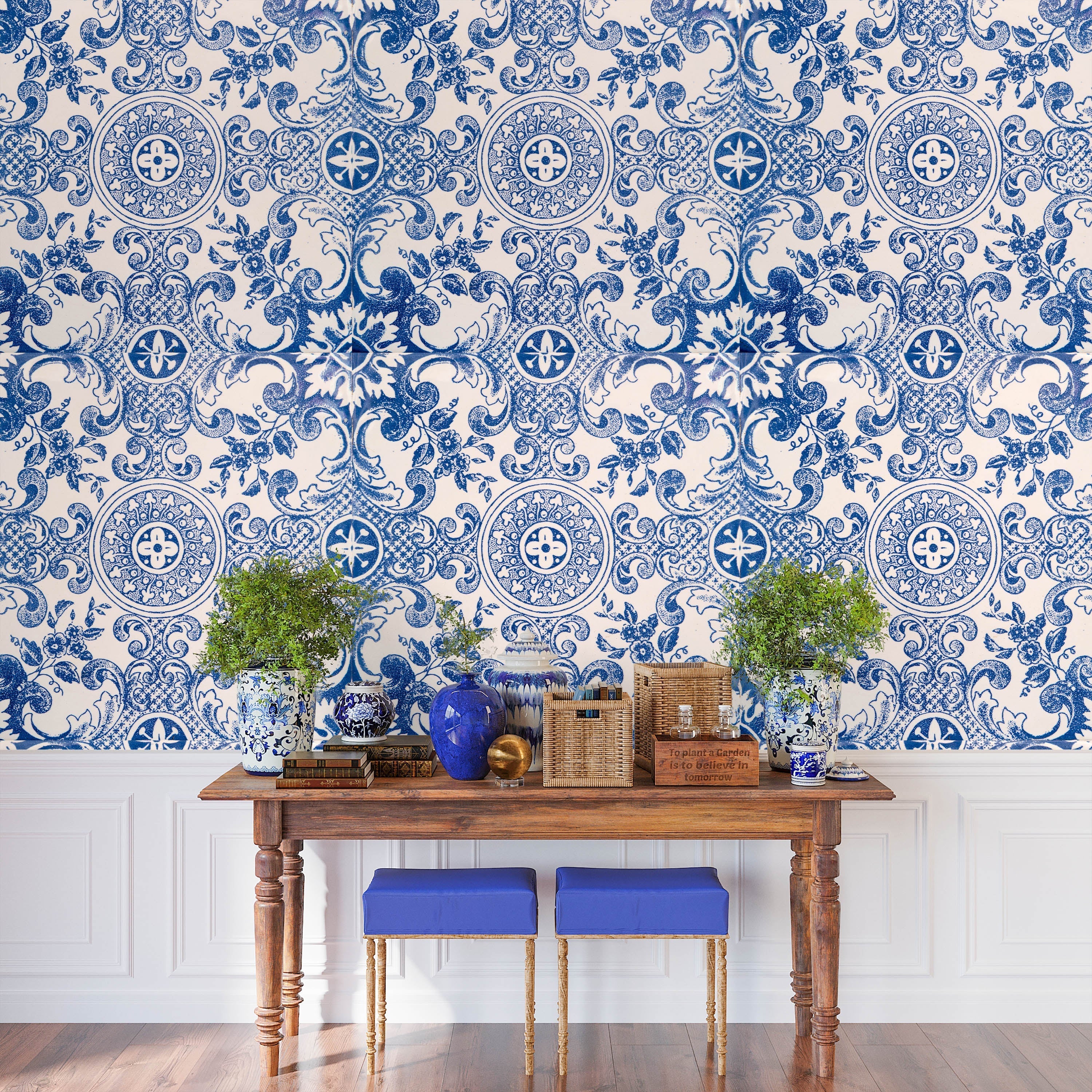 Porcelain Peel and Stick Wallpaper, Removable Wallpaper, Traditional Wallpaper | DeccoPrint