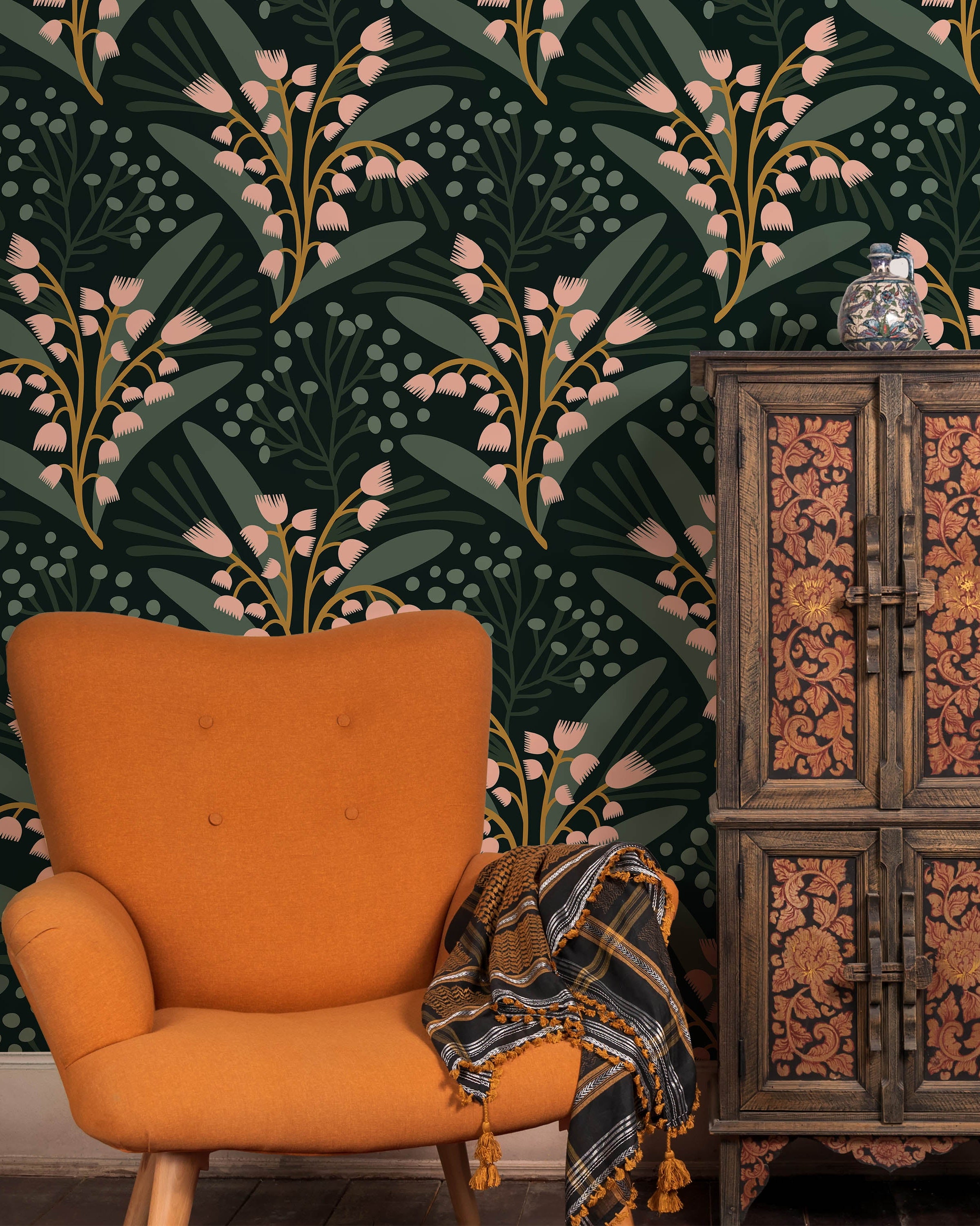 Lily of The Valley Peel and Stick Wallpaper, Removable Wallpaper, Traditional Wallpaper | DeccoPrint