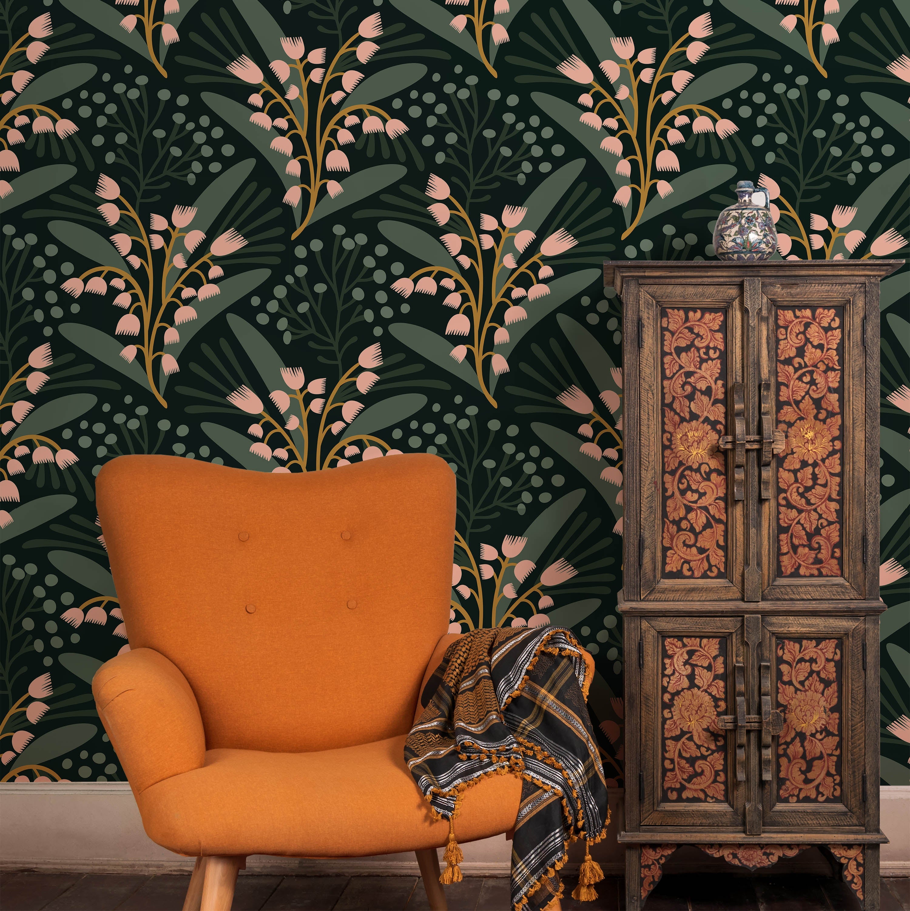 Lily of The Valley Peel and Stick Wallpaper, Removable Wallpaper, Traditional Wallpaper | DeccoPrint