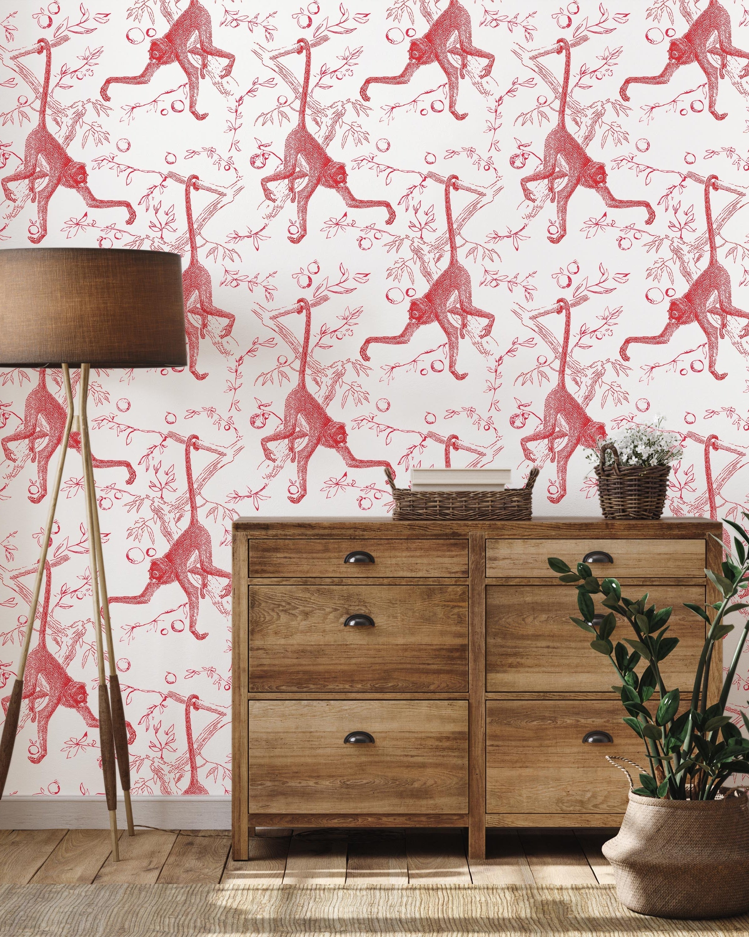 Wild Monkey Peel and Stick Wallpaper, Removable Wallpaper, Traditional Wallpaper | DeccoPrint