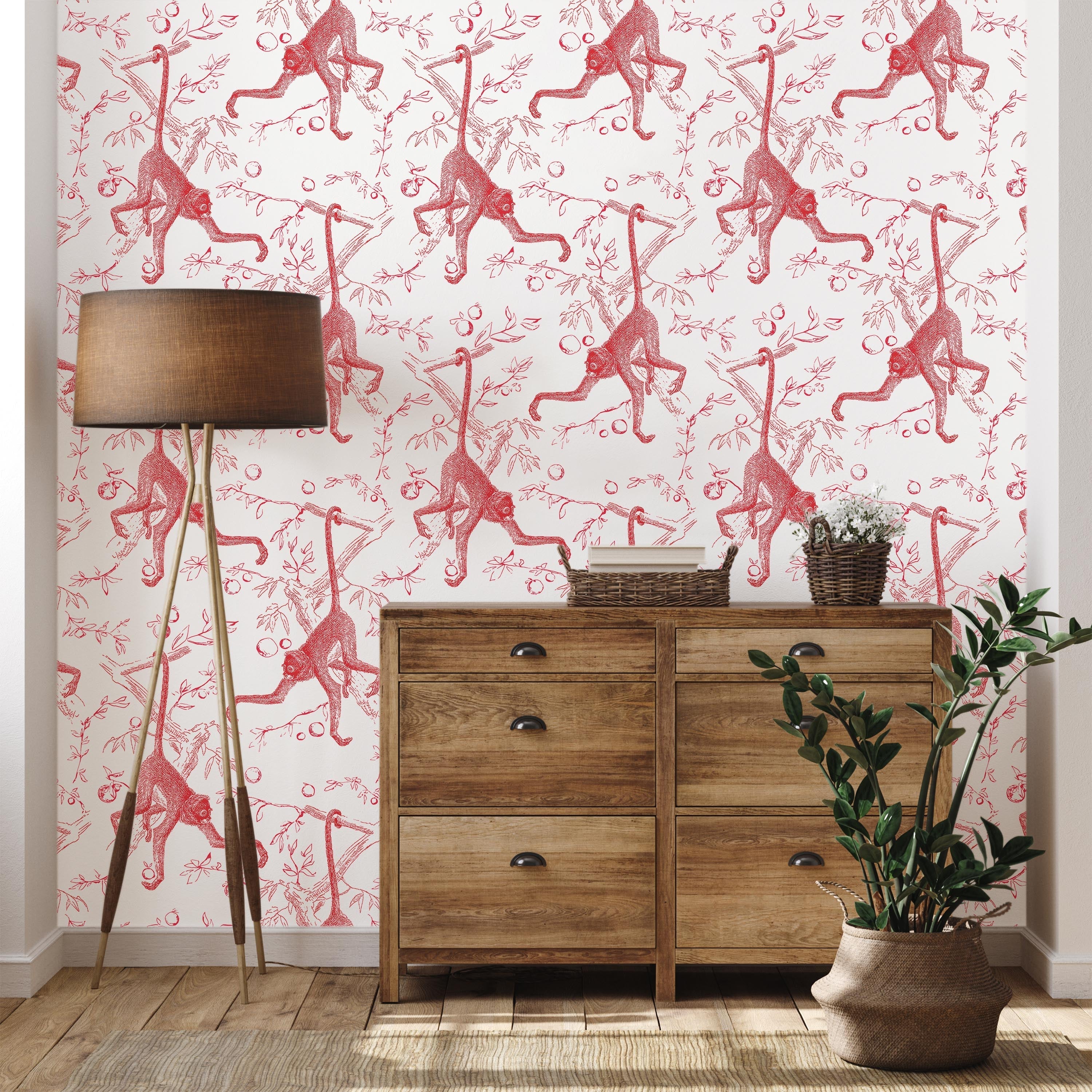Wild Monkey Peel and Stick Wallpaper, Removable Wallpaper, Traditional Wallpaper | DeccoPrint