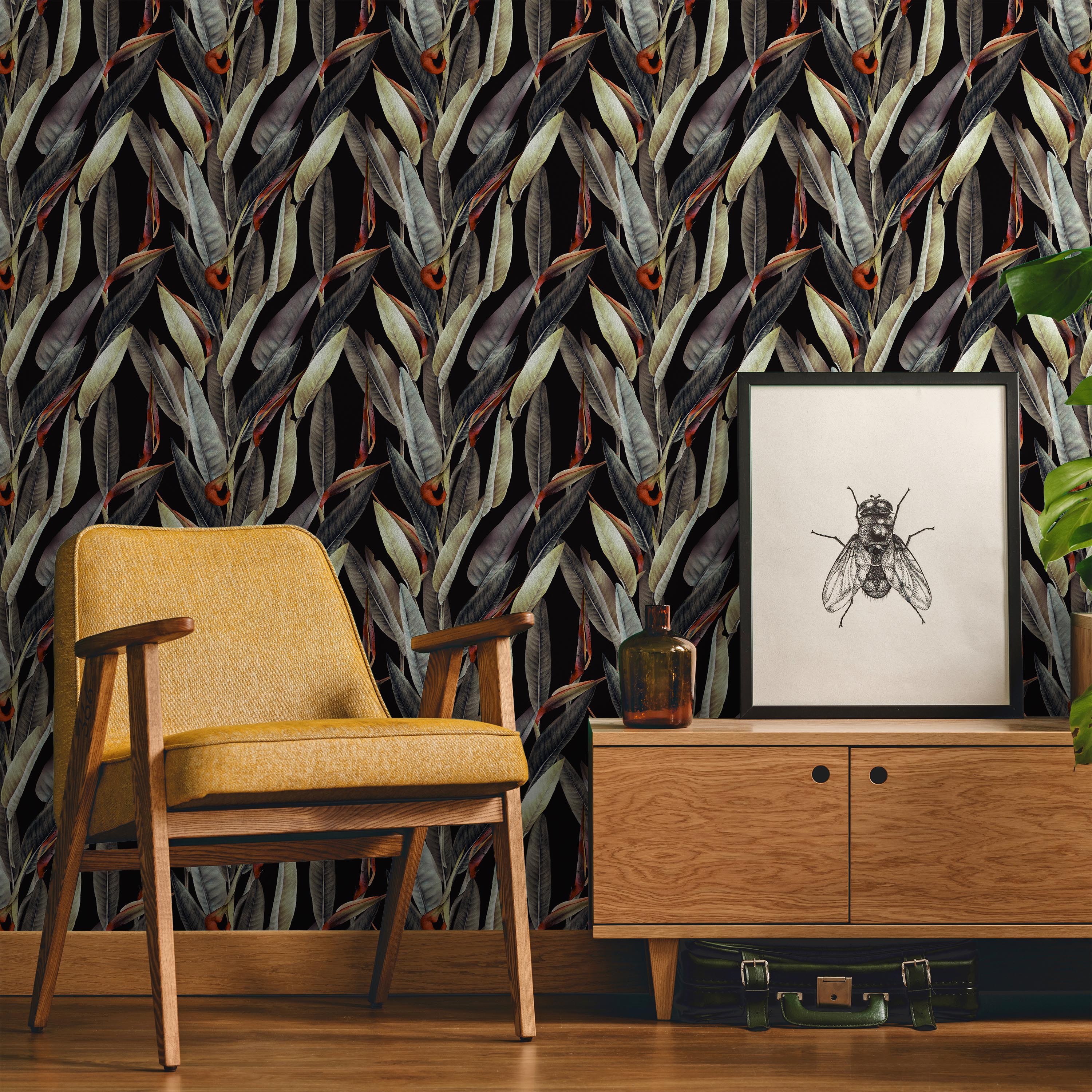 Vintage Leaves Peel and Stick Wallpaper, Removable Wallpaper, Traditional Wallpaper | DeccoPrint