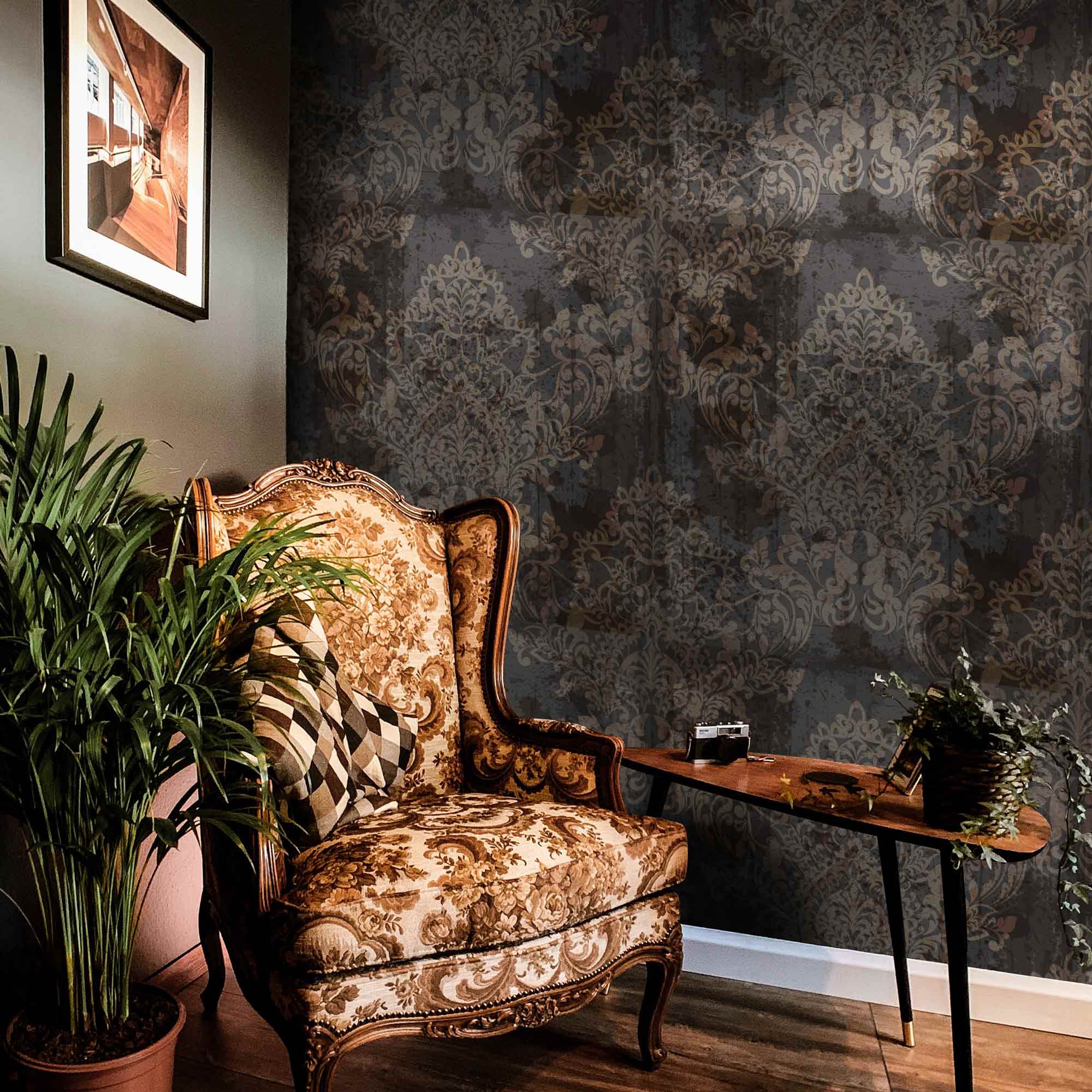 Grungy Baroque Peel and Stick Wallpaper, Removable Wallpaper, Traditional Wallpaper | DeccoPrint