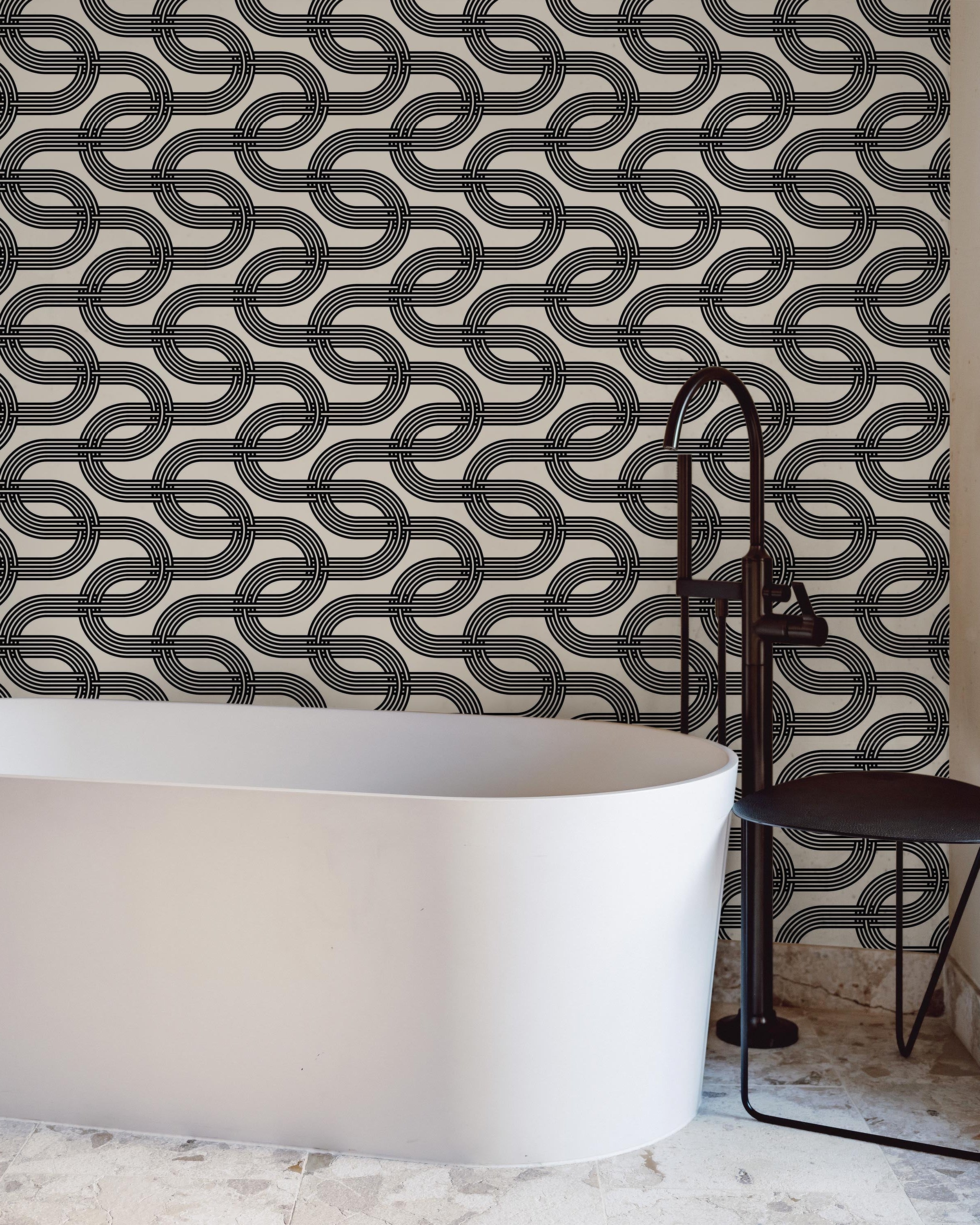 Striped Ornament Peel and Stick Wallpaper, Removable Wallpaper, Traditional Wallpaper | DeccoPrint