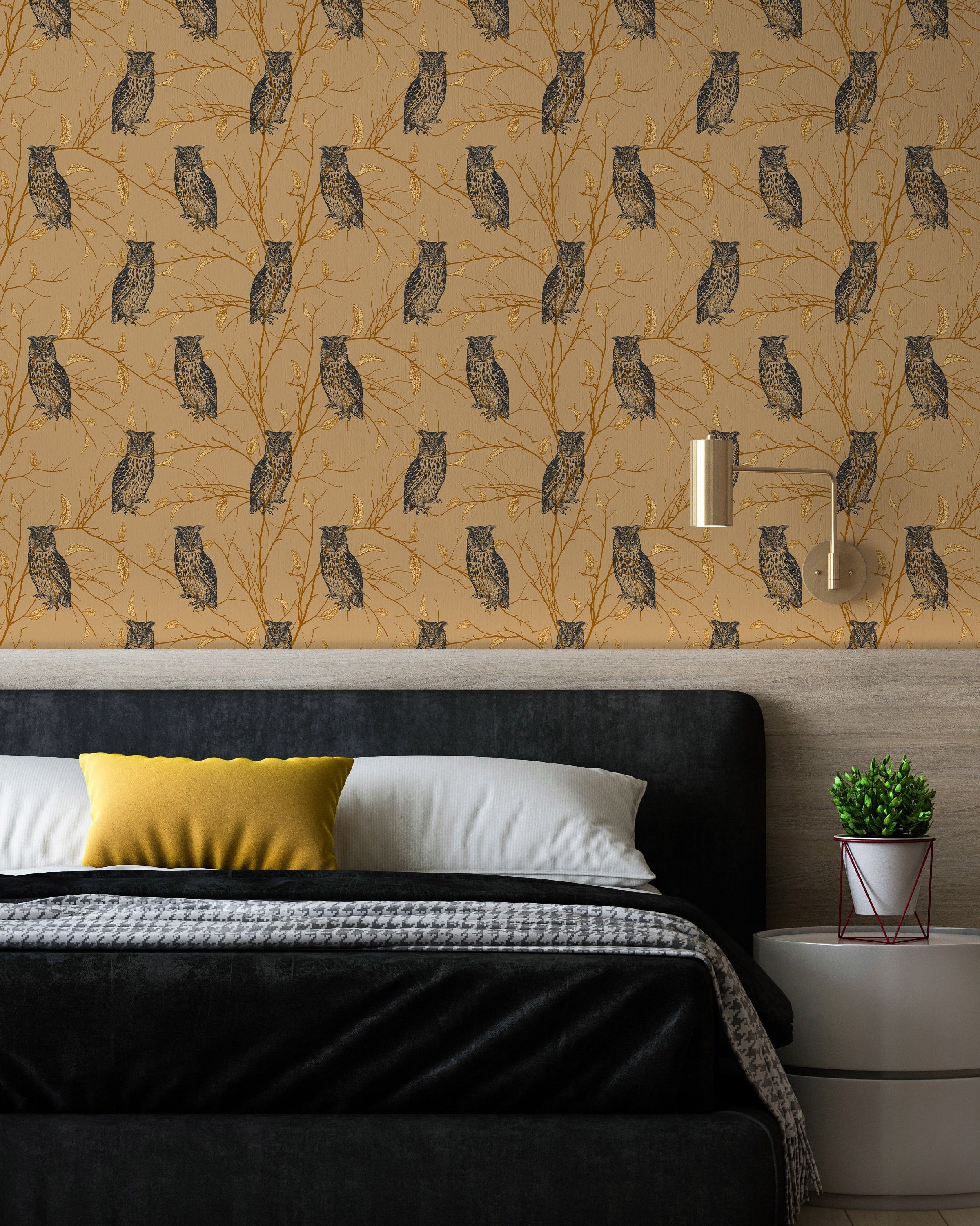 Forest Owls Peel and Stick Wallpaper, Removable Wallpaper, Traditional Wallpaper | DeccoPrint