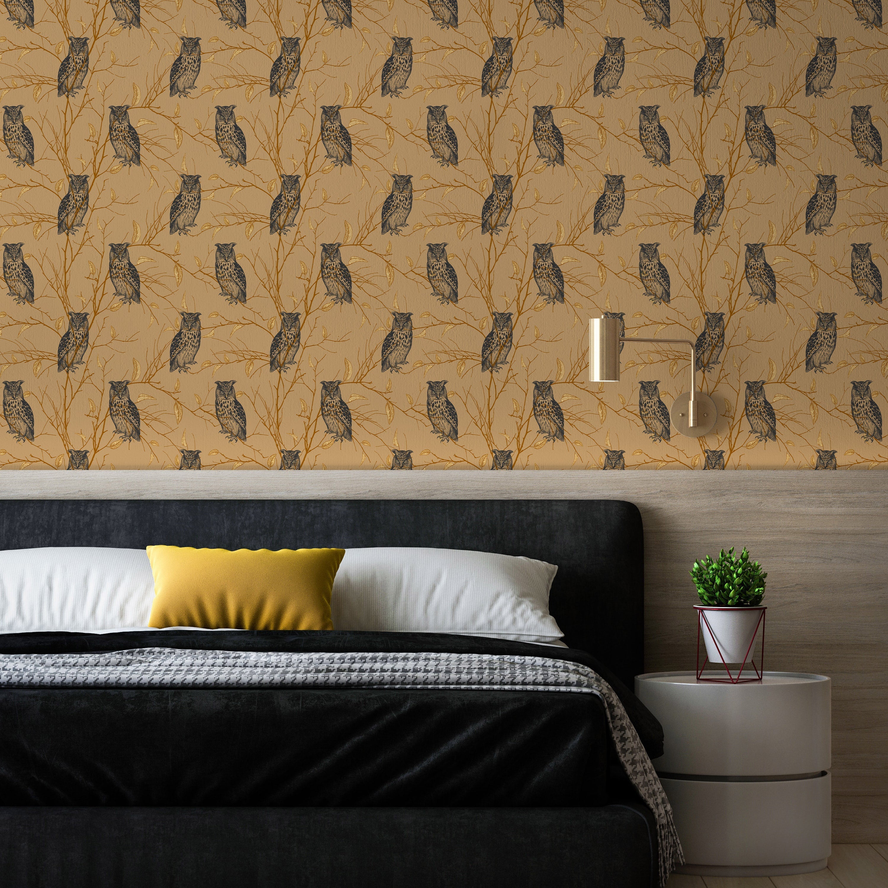 Forest Owls Peel and Stick Wallpaper, Removable Wallpaper, Traditional Wallpaper | DeccoPrint