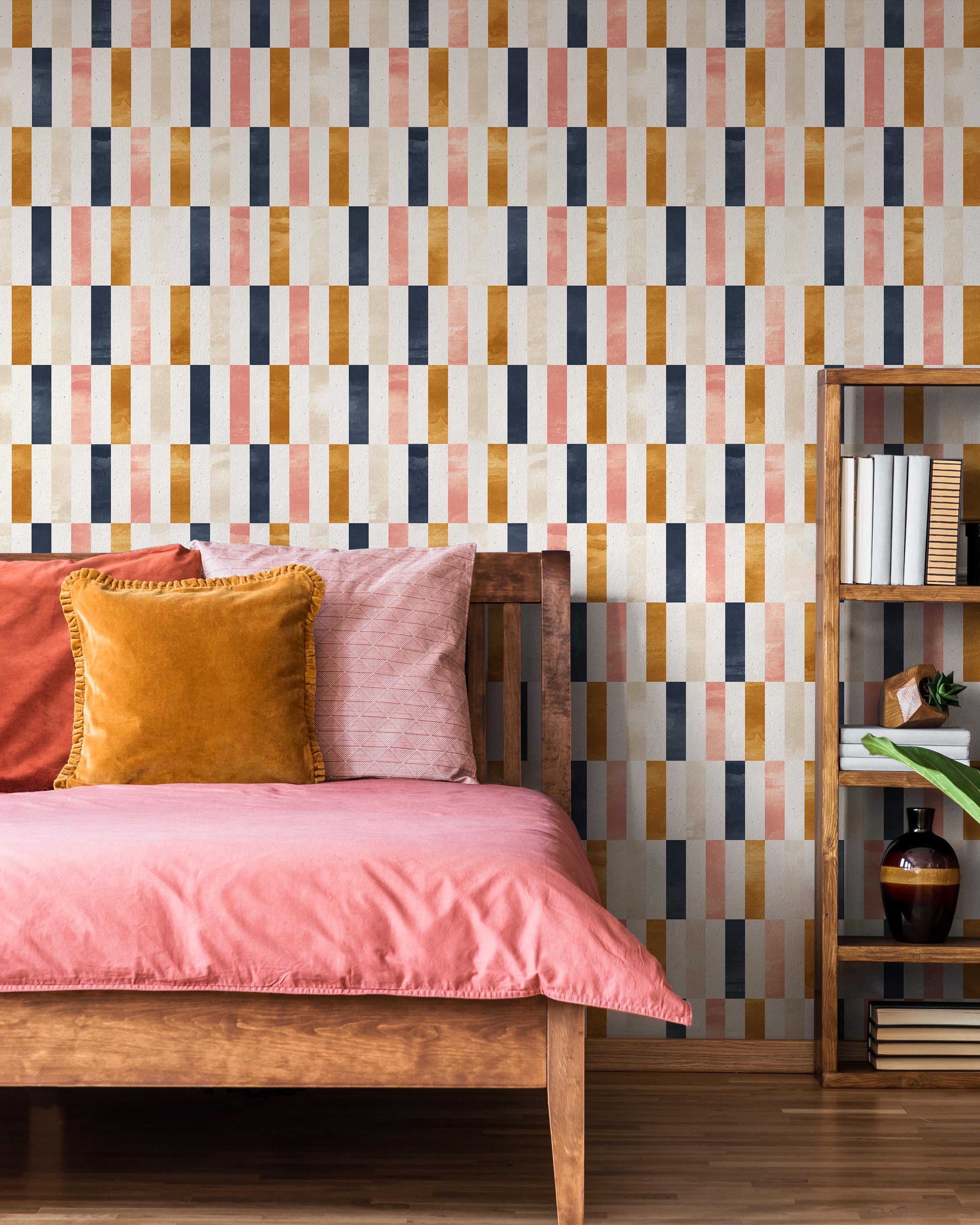 Vertical Rectangles Peel and Stick Wallpaper, Removable Wallpaper, Traditional Wallpaper | DeccoPrint