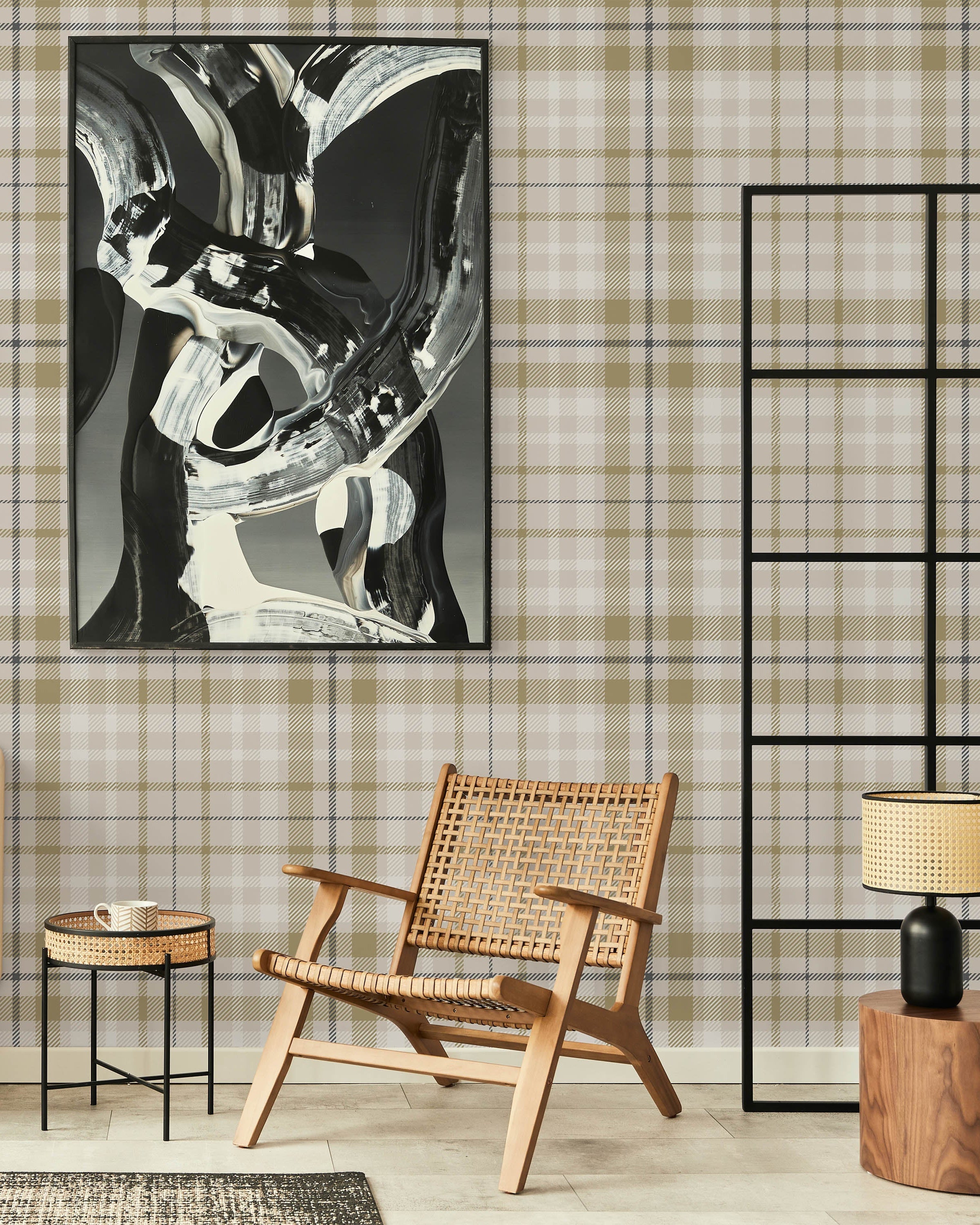 Taupe Plaid Peel and Stick Wallpaper, Removable Wallpaper, Traditional Wallpaper | DeccoPrint