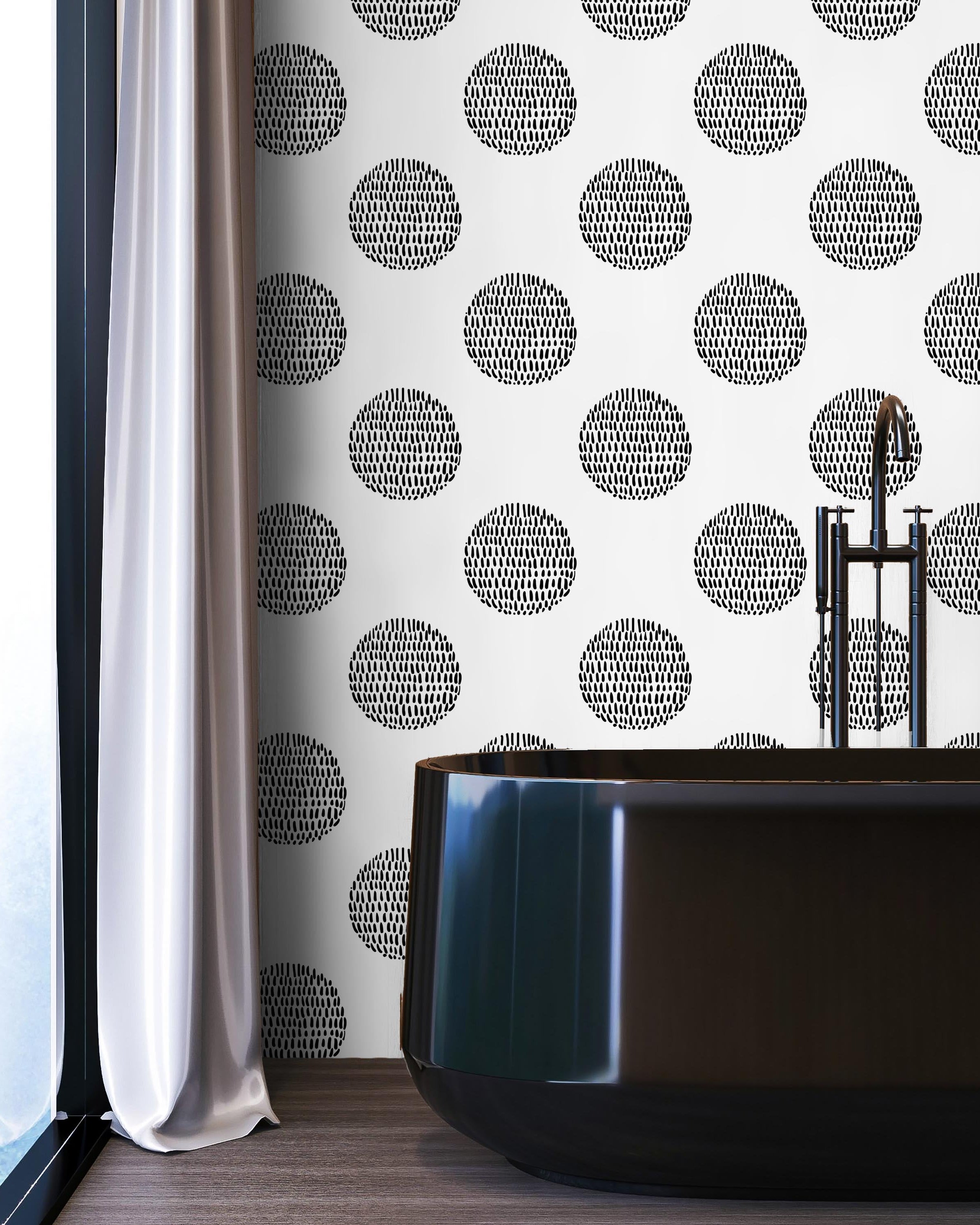 Circle Droplets Peel and Stick Wallpaper, Removable Wallpaper, Traditional Wallpaper | DeccoPrint