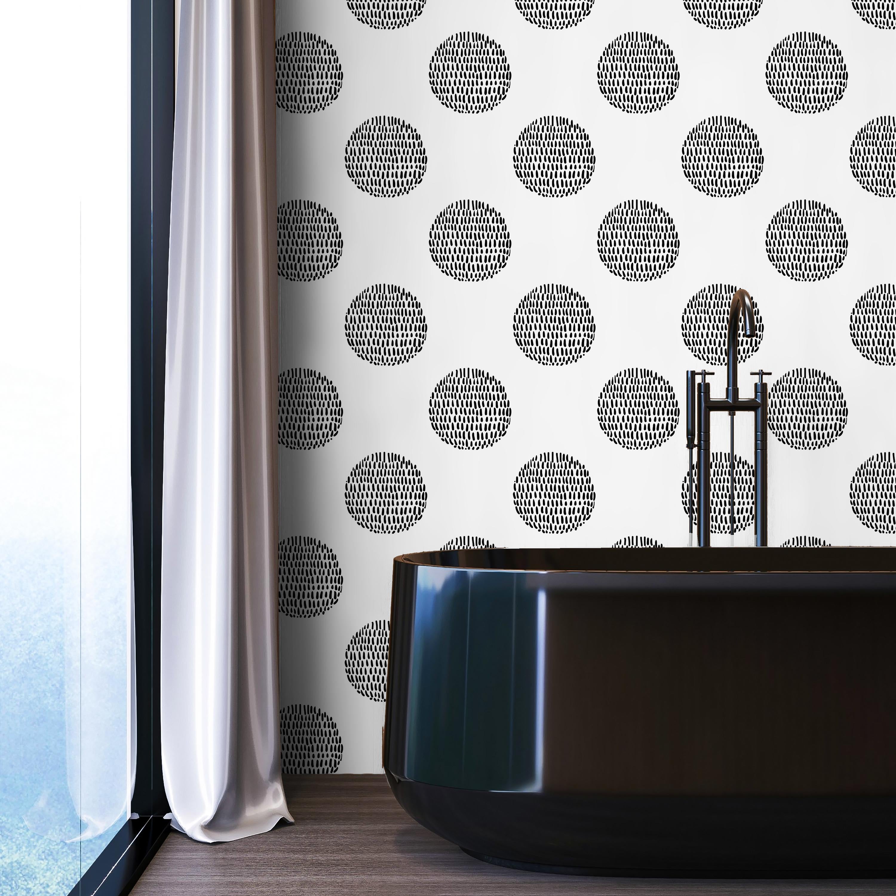 Circle Droplets Peel and Stick Wallpaper, Removable Wallpaper, Traditional Wallpaper | DeccoPrint