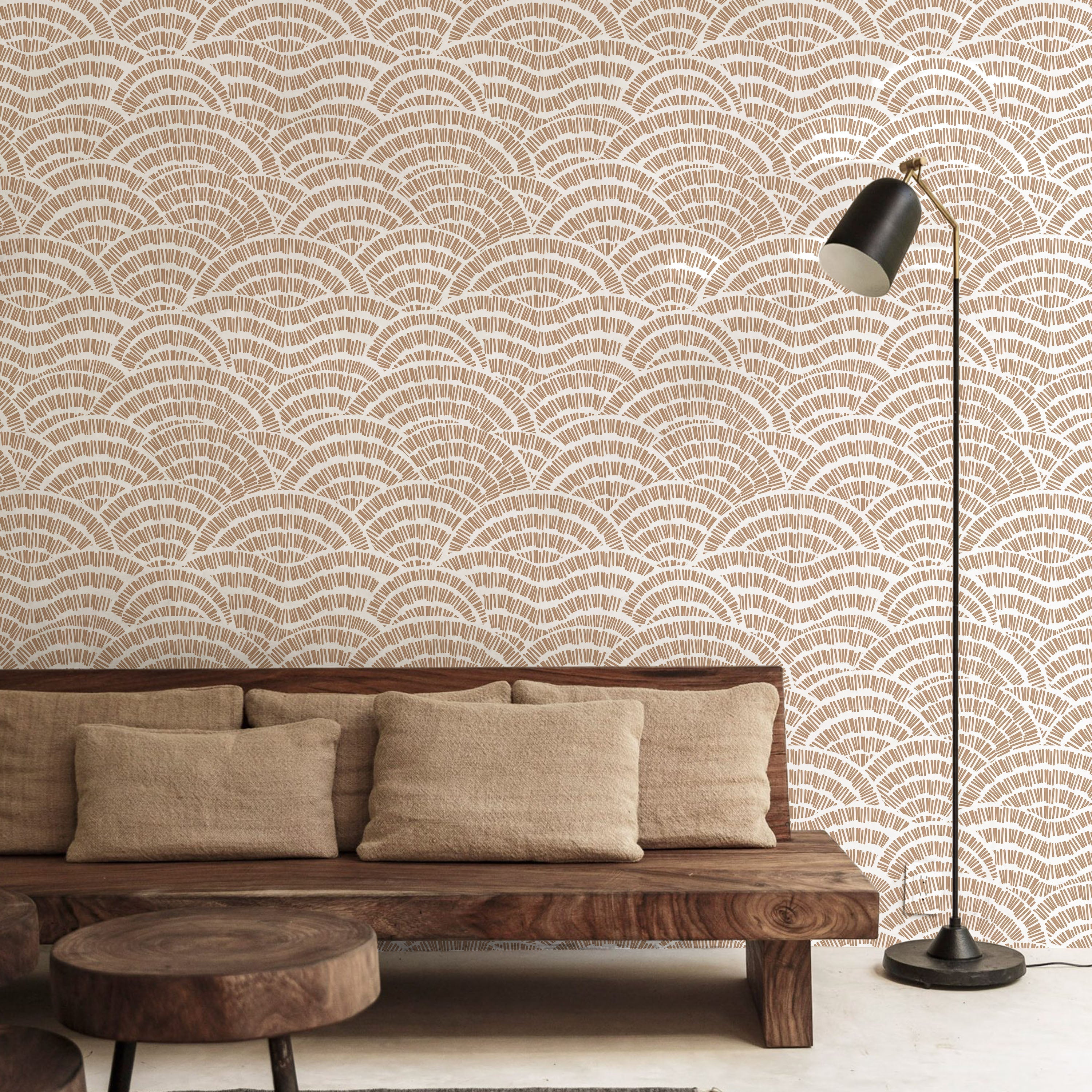 Geometric Embroidery Peel and Stick Wallpaper, Removable Wallpaper, Traditional Wallpaper - Beige | DeccoPrint