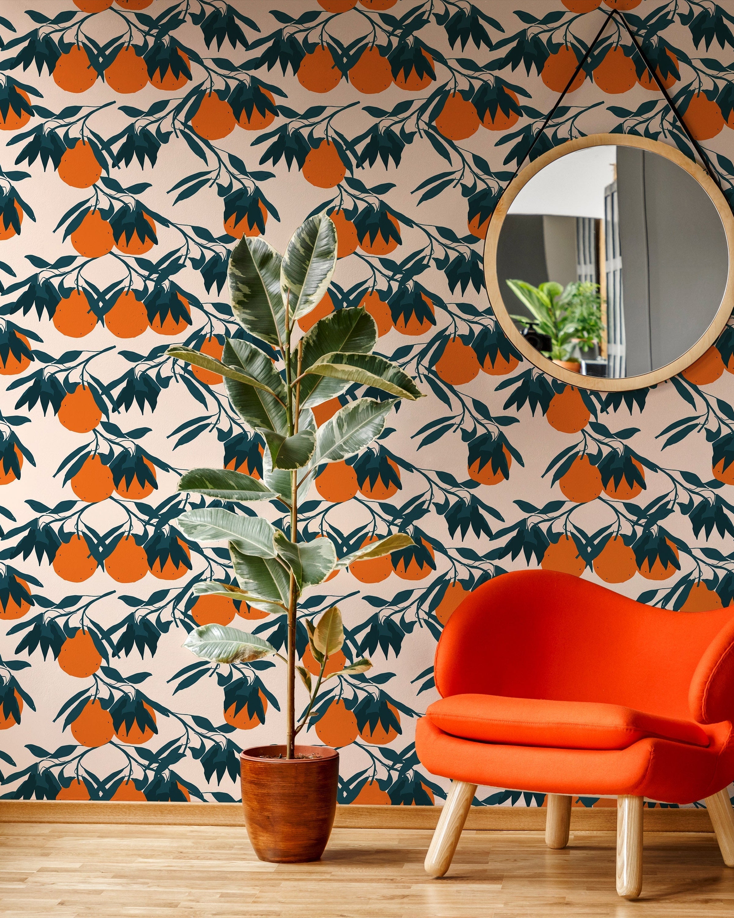 Orange Tree Peel and Stick Wallpaper, Removable Wallpaper, Traditional Wallpaper | DeccoPrint