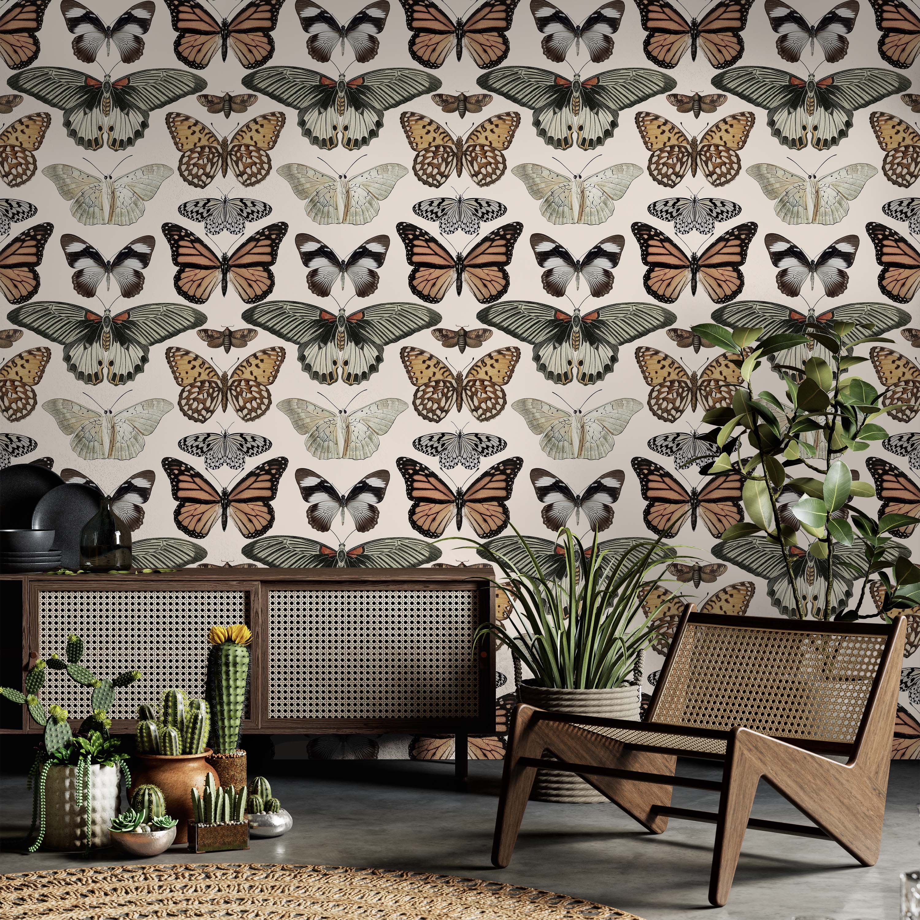 Vintage Butterfly Peel and Stick Wallpaper, Removable Wallpaper, Traditional Wallpaper | DeccoPrint