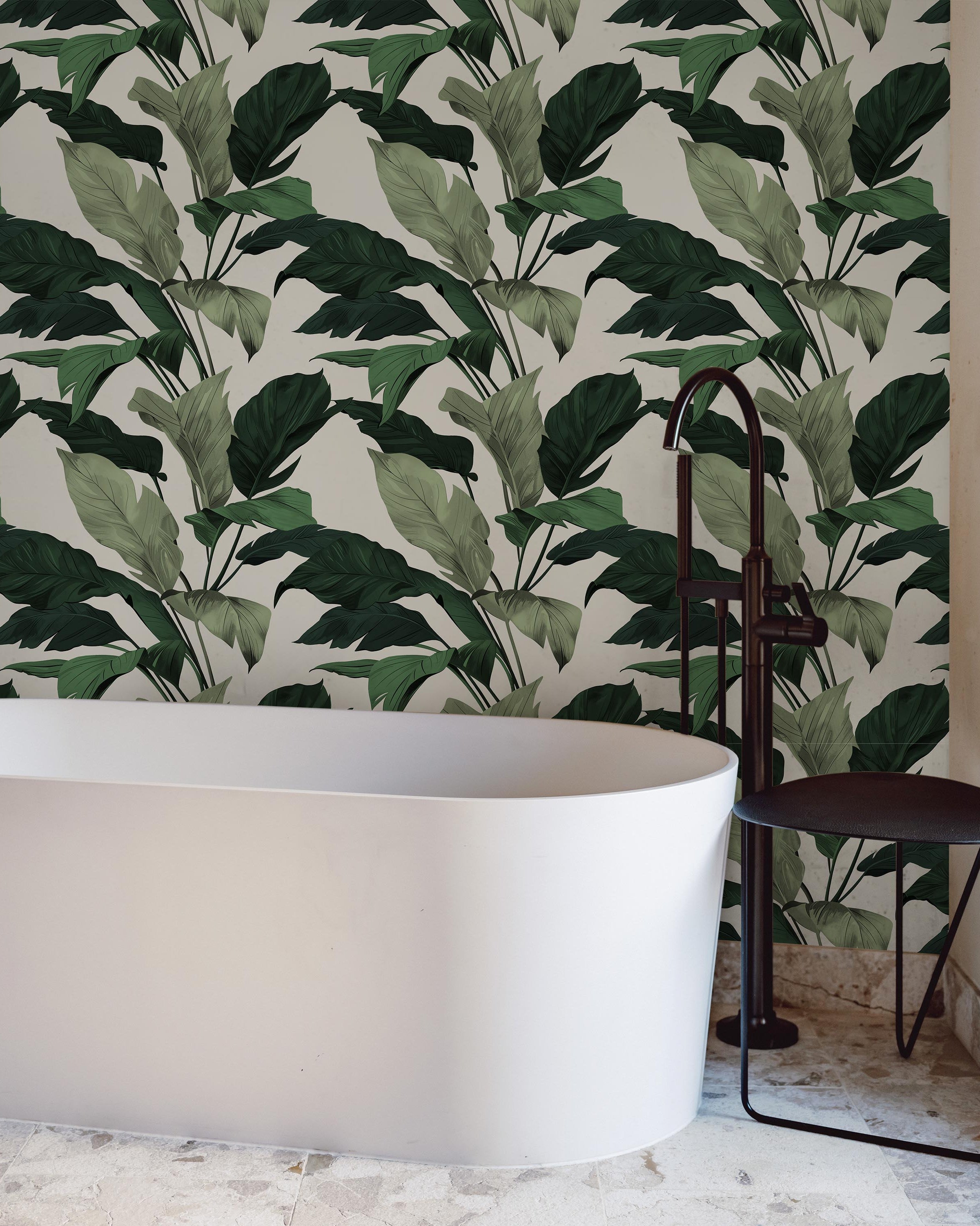 Tropical Elegance Peel and Stick Wallpaper, Removable Wallpaper, Traditional Wallpaper - Green | DeccoPrint
